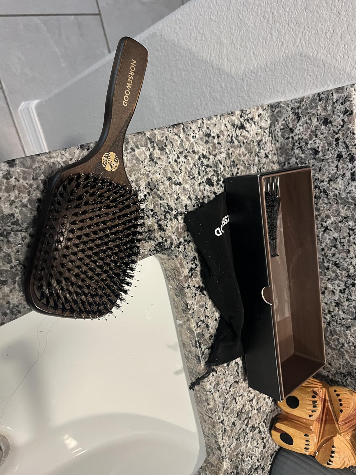 Boar Bristle Hair Brush Set, Soft Bristle Detangler for Enhancing Shine customer photo 2