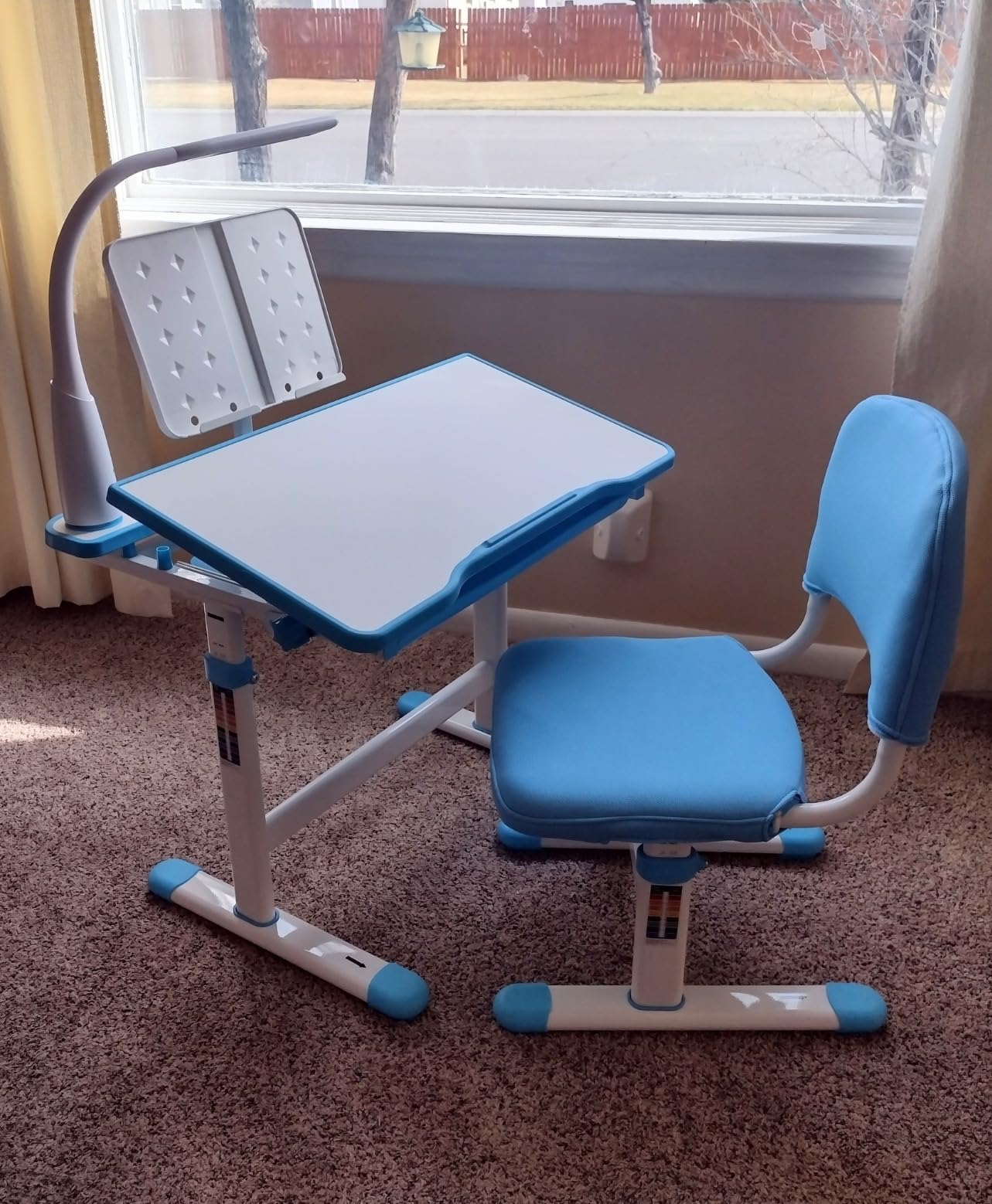 Artist hand Height Adjustable Kids Desk and Chair Set with LED Light,Drawer customer photo 1