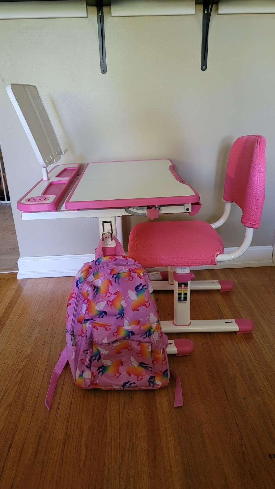 Artist hand Height Adjustable Kids Desk and Chair Set with LED Light,Drawer customer photo 2