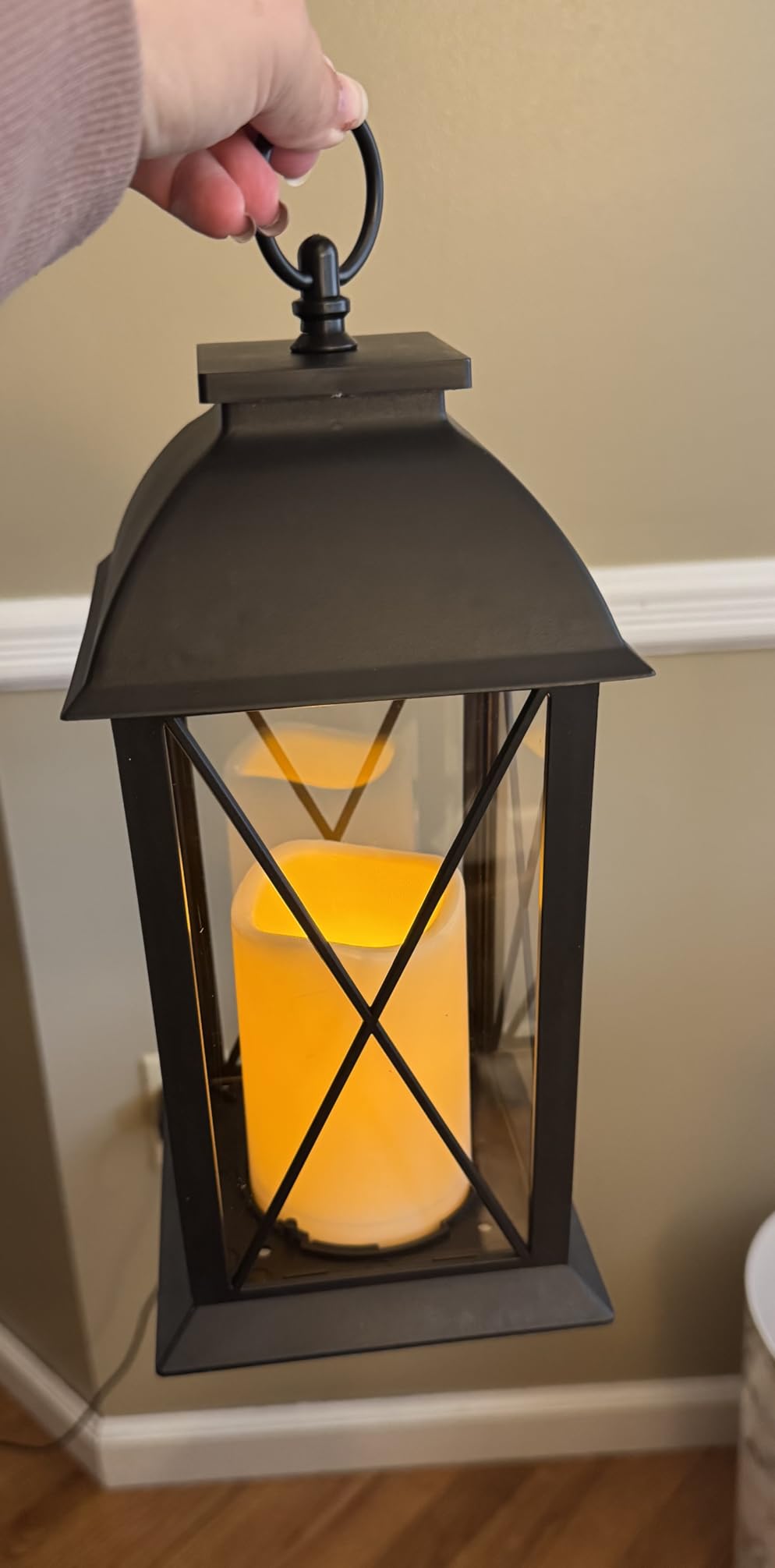 Bdor 13 Inch Outdoor Decorative Lanterns with LED Candle Timer 2 Pack Brown customer photo 2