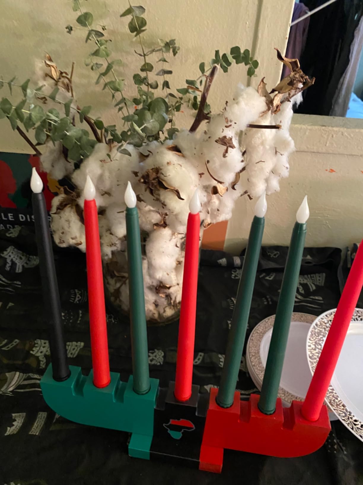 8 Pieces Kwanzaa Kinara Set 7 Kwanzaa LED Candles and 1 Candle Holder customer photo 1