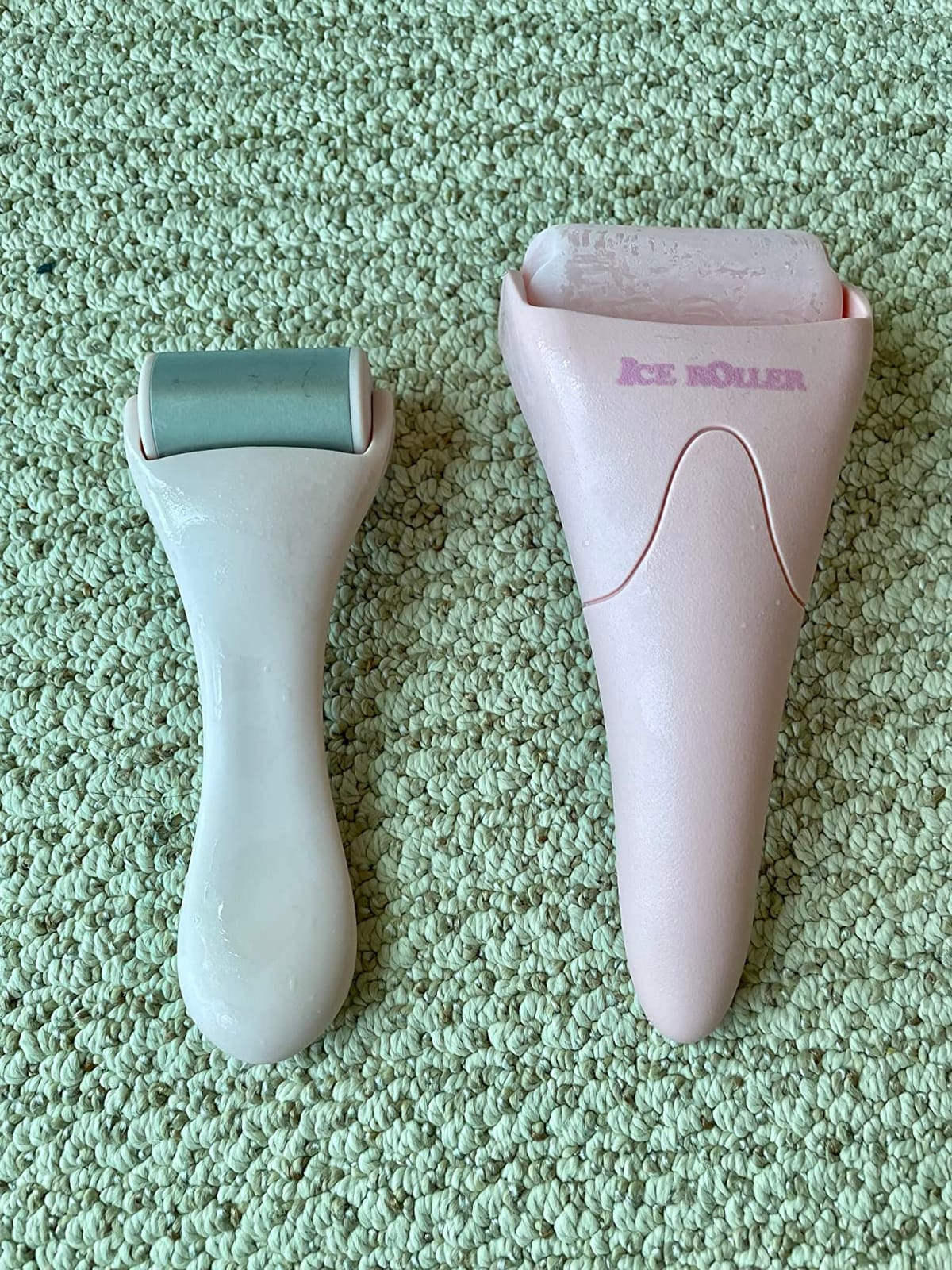 2 Pack Ice Roller for Face and Body Massage, Facial Roller Skin Care Tool for Reduce Wrinkles and Puffiness, Migraine Pain Relief and Skin Tighten, Cold Therapy for Cooling and Calming.(Pink+Green) customer photo 1