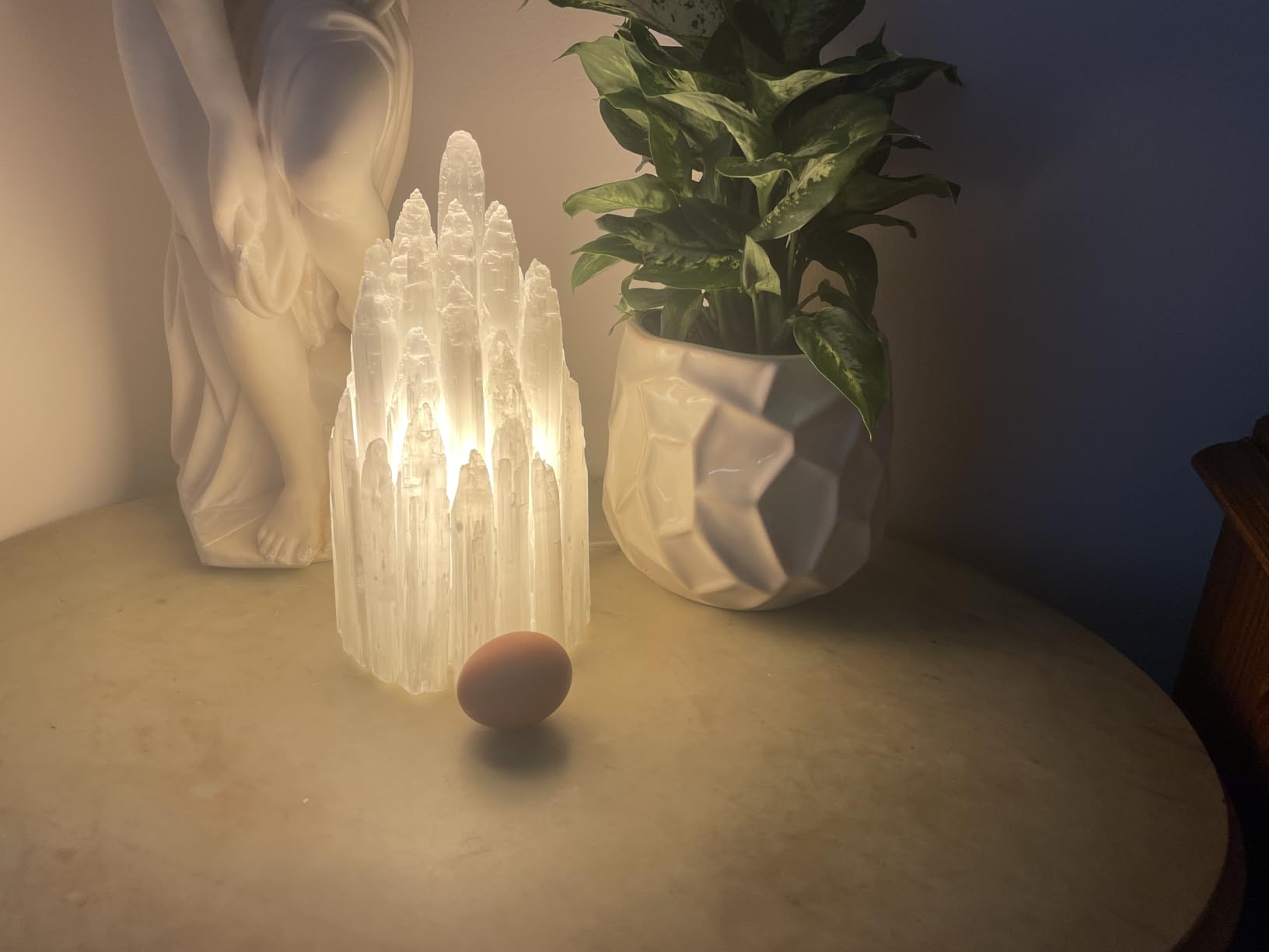Handcrafted Selenite Lamp Carved Tower, White | Unique Bedside Night Light, Happy Light, Dimmable, Unique Table Lamp for Bedroom customer photo 2