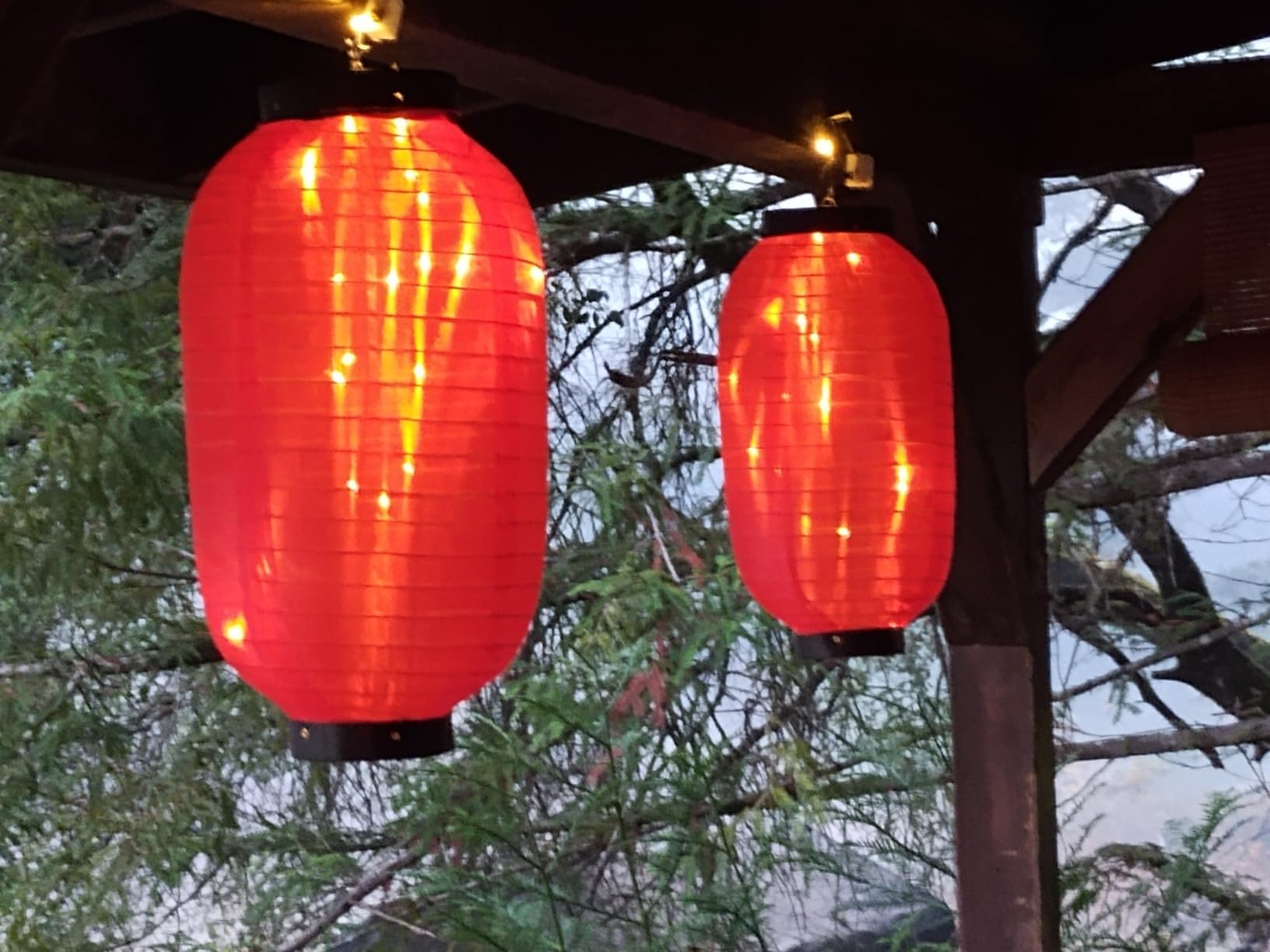 Traditional Japanese Style Red Silk Hanging Lantern Set, 24 Pcs customer photo 2