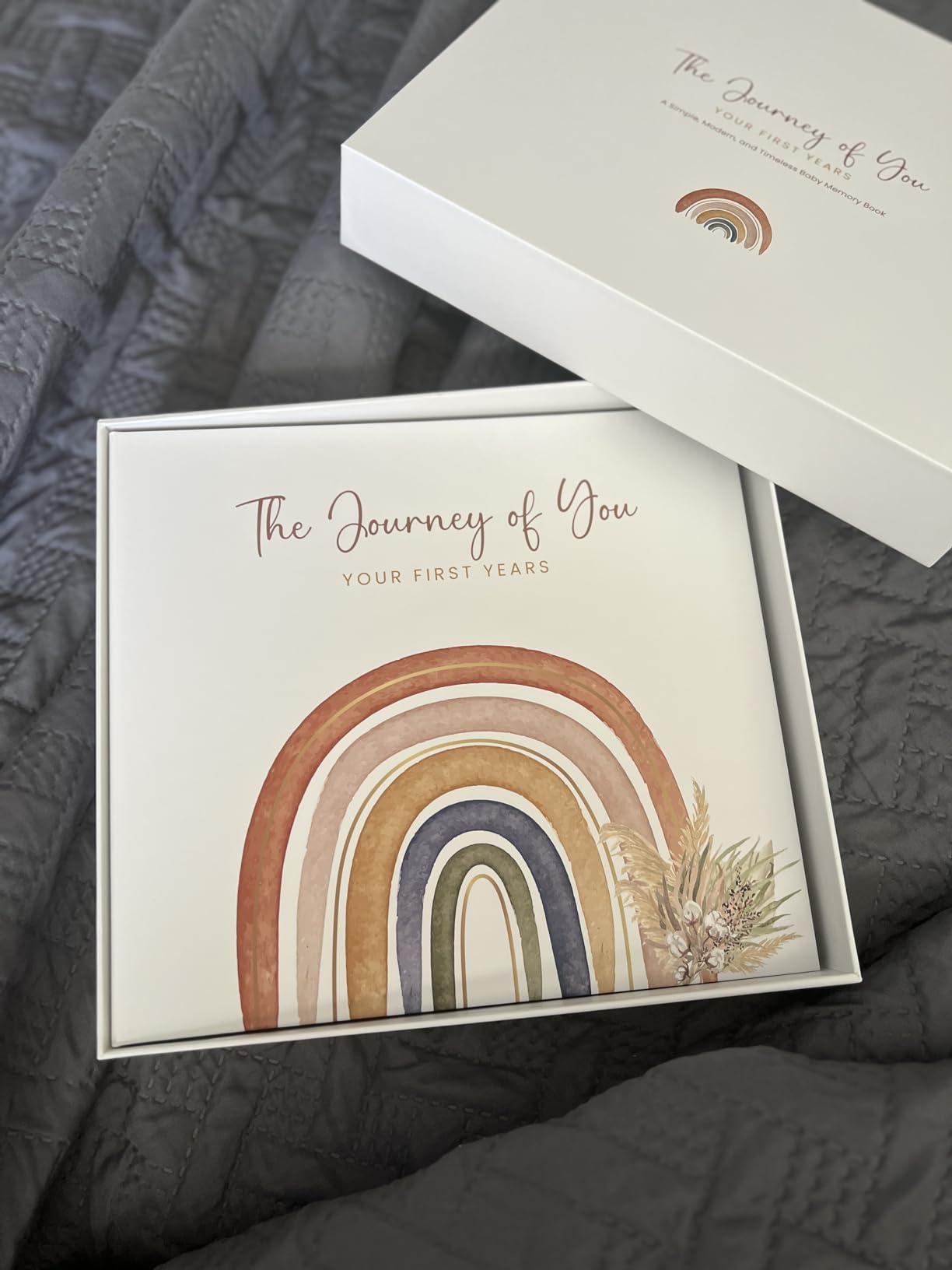 Baby Memory Book, First 5 Years, Boho Rainbow Baby Scrapbook and Keepsake | Rainbow Baby Gifts, 108 Guided Pages, Photo Spaces, Lay-Flat, Baby Keepsake Book, FSC-Certified Paper, Gift Box customer photo 1