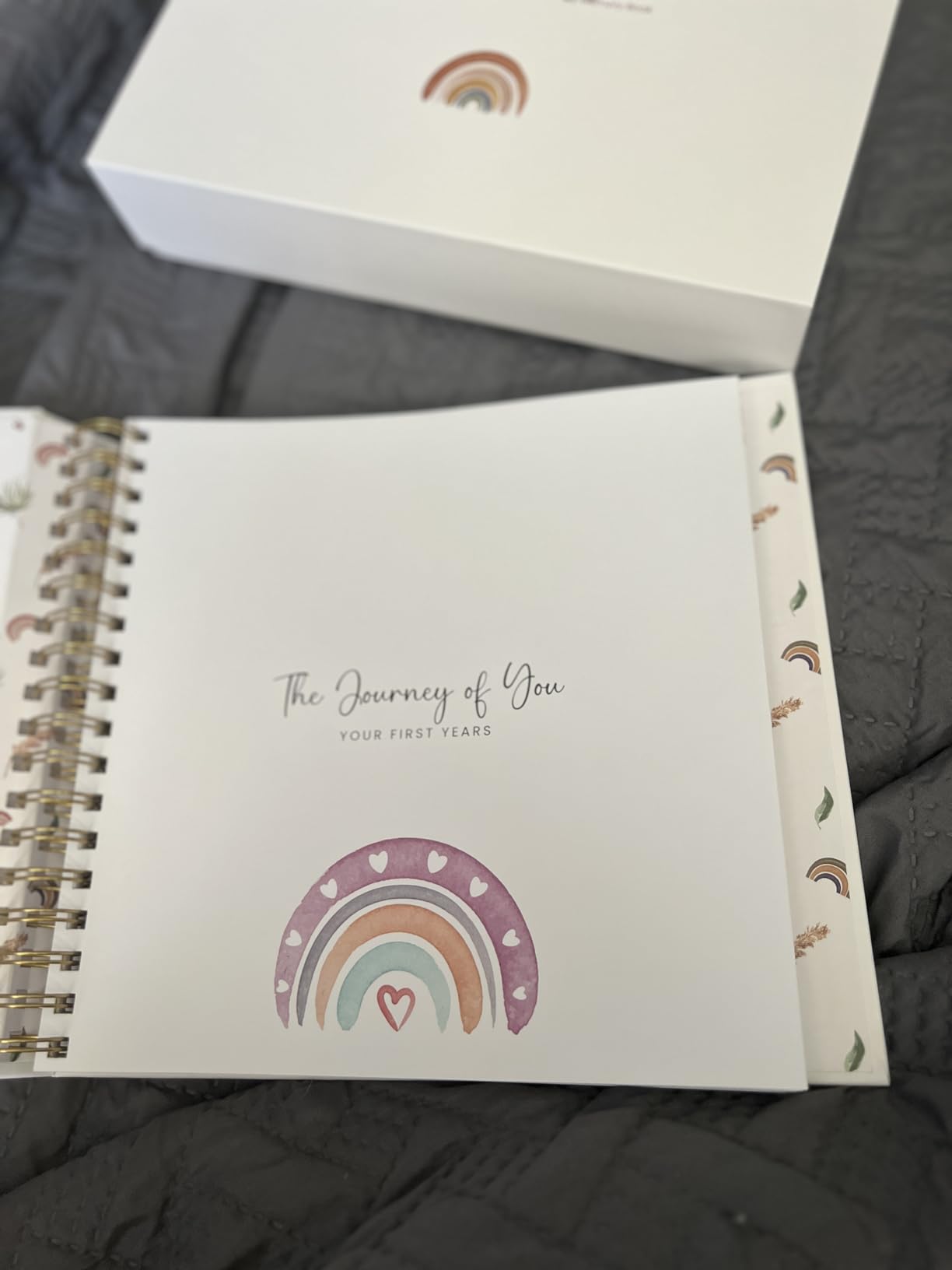 Baby Memory Book, First 5 Years, Boho Rainbow Baby Scrapbook and Keepsake | Rainbow Baby Gifts, 108 Guided Pages, Photo Spaces, Lay-Flat, Baby Keepsake Book, FSC-Certified Paper, Gift Box customer photo 2