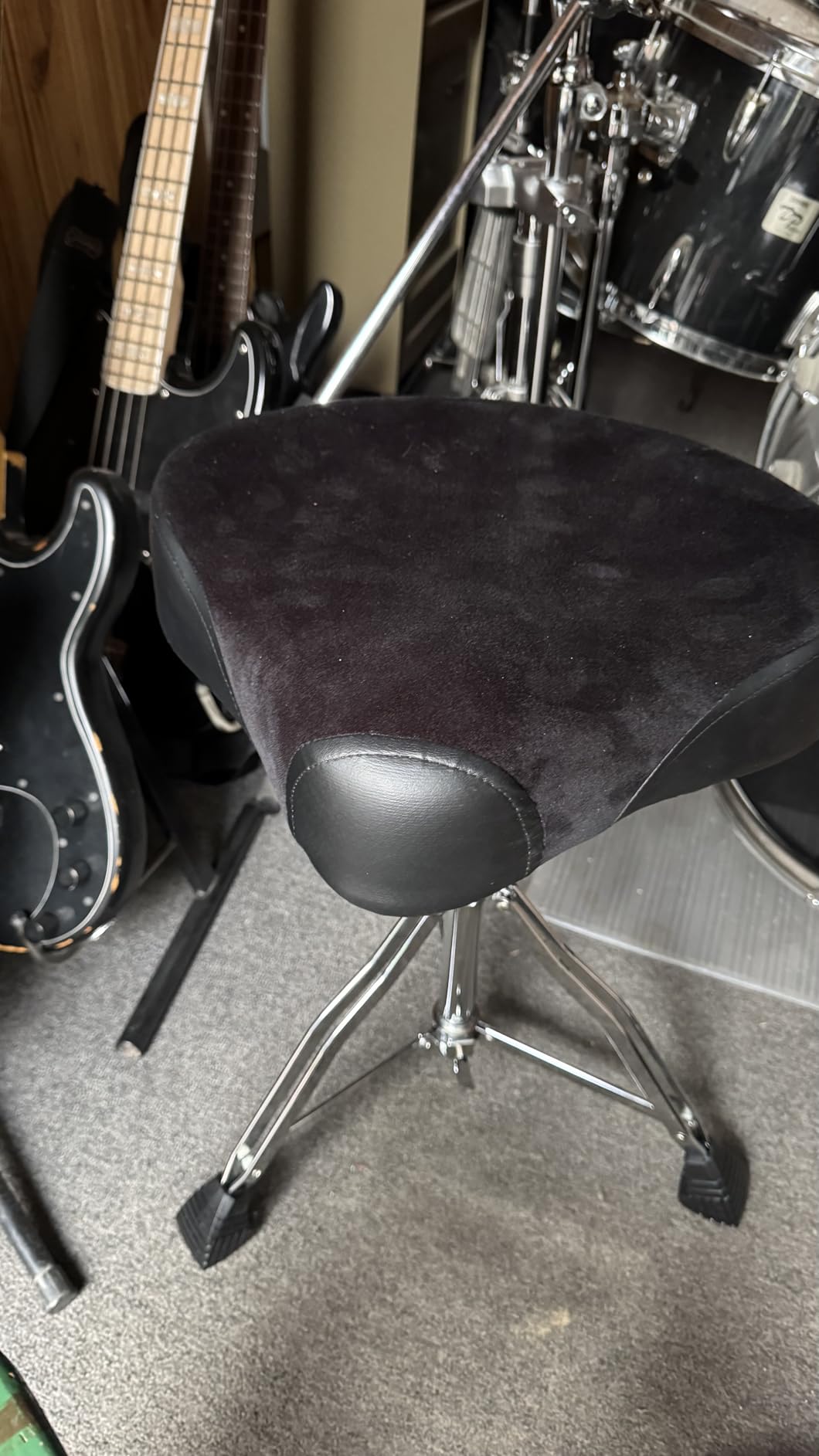 EASTROCK Drum Throne Drum Seat Height Adjustable,Padded Drum Stools Motorcycle Style Drum Chair with Anti-Slip Feet for Drummers,Adult customer photo 1