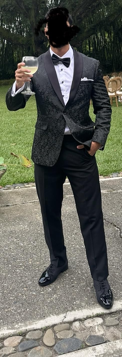 Men's Tuxedo Floral 2 Piece Suit for Prom Wedding Party Slim Fit Tux HOCO customer photo 1