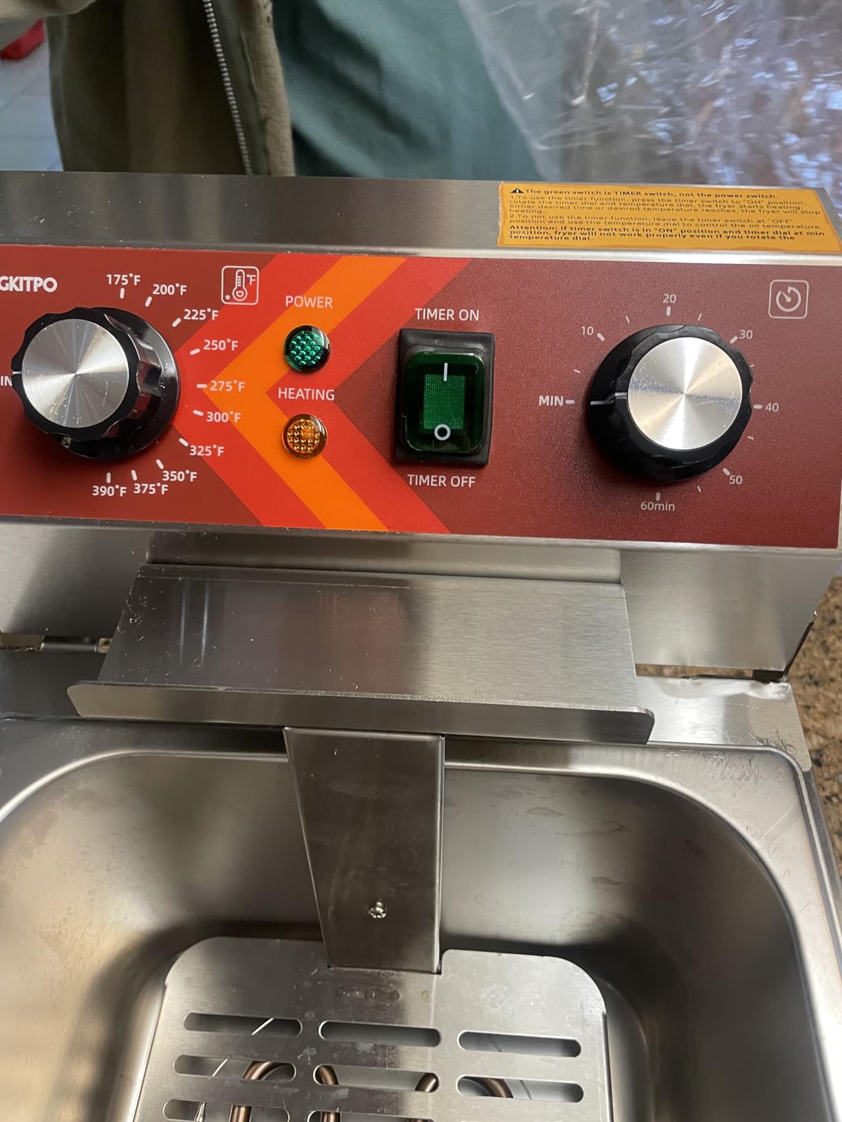EGGKITPO Electric Deep fryer Single Tank Deep Fryer with Basket Capacity 10L(10.5QT) Electric Countertop Fryers with 60 Minute Timer for Home Kitchen and Restaurant, 1800 Watts, 120V customer photo 2