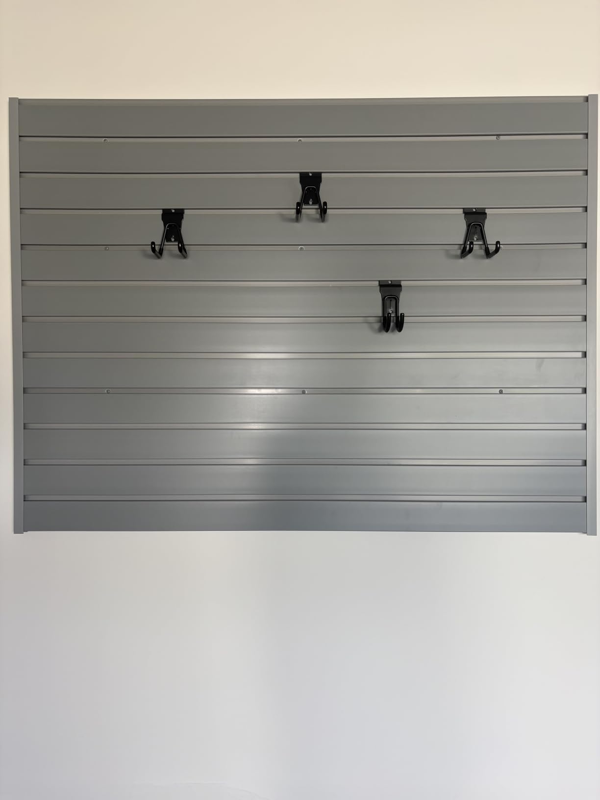 Heavy Duty 2'H X 4'W PVC Garage SlatWall Storage System (with Endcaps & Screws) - Modular Slat Wall Paneling for Garage Wall Organizer - Interlocking SlatWall Panels for Home & Commercial Use (Grey) customer photo 2