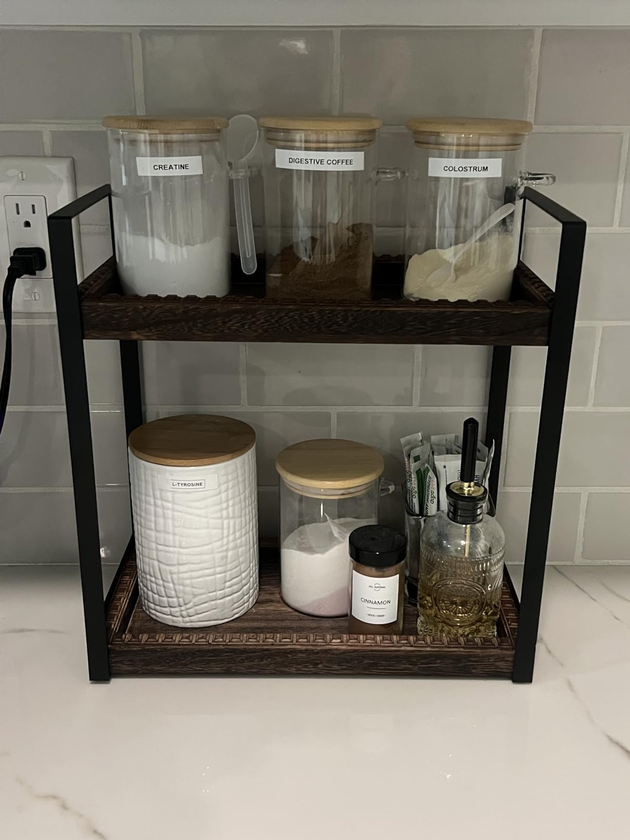 15 oz Glass Sugar Container, 2 Pack Coffee Container, Glass Jars with Lids, Bamboo Spoon customer photo 2