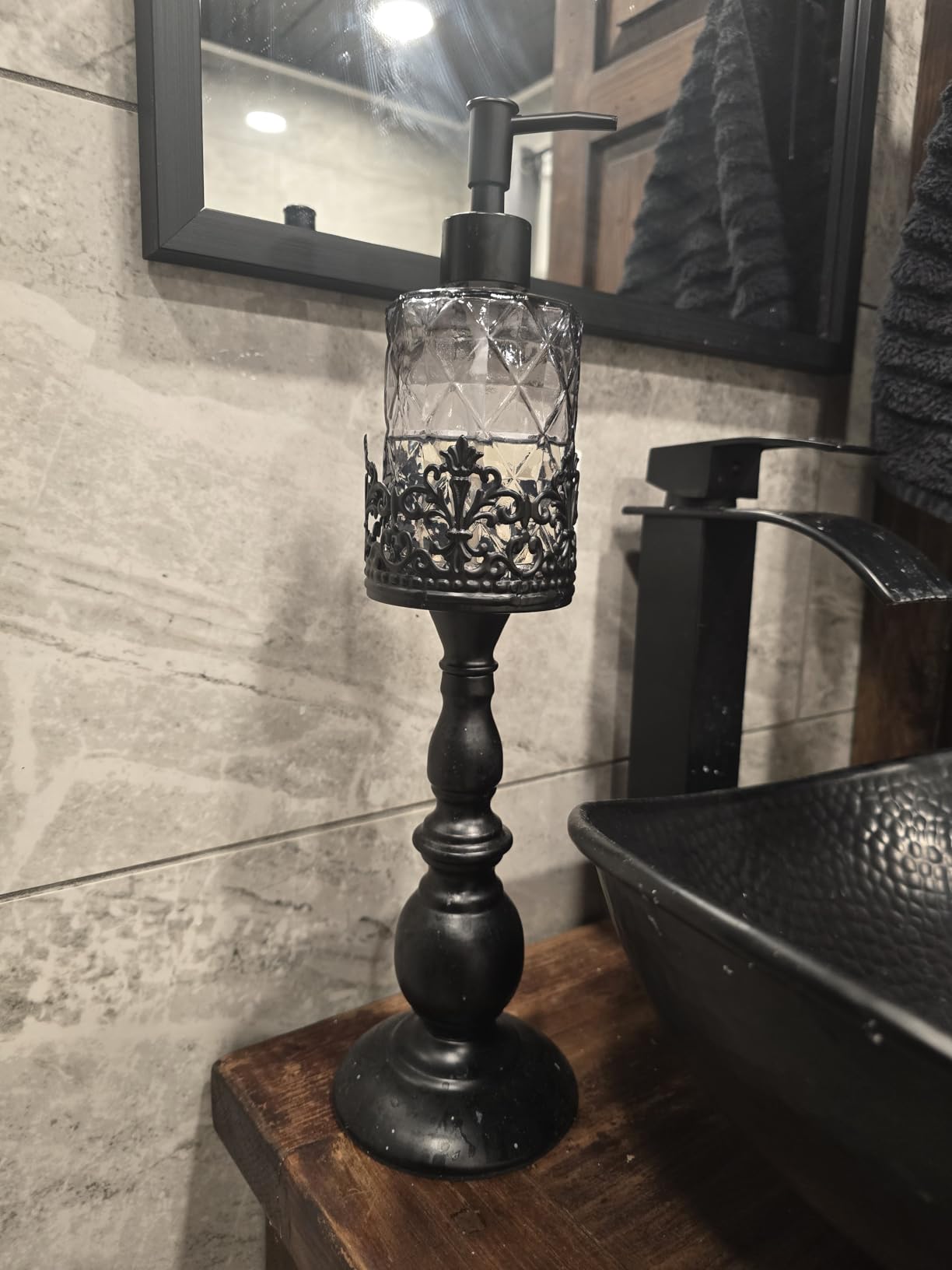 Candle Holders for Pillar Candles Gothic Matte Black Vintage Tall Candle Holders Set of 2 Decorative Large Table Centerpieces Candle Stand Decor (Black 2PCS A) customer photo 2