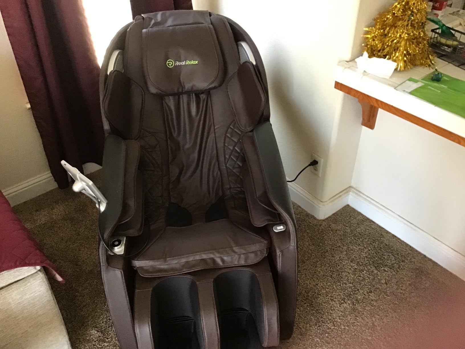 Real Relax Massage Chair Full Body with Unique Phone Controller,Heart and Blood Measurement, Zero Gravity 3D SL-Track Recliner with APP Control, Child Lock,Pause Button, Back Pad, Favor-06, Blue customer photo 2