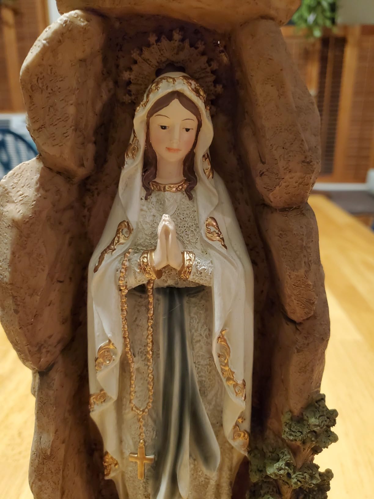 Virgin Mary Statue 4.7 Inch, Catholic Home Altar Decor | Hand-painted resin Virgin Mary statue for home altar, prayer corner, or shelf. A meaningful Catholic gift of faith and grace customer photo 2