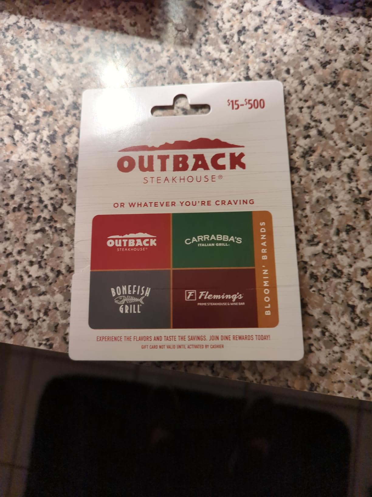 Outback Steakhouse Multibrand Restaurant Physical Gift Card | Multi-Brand - $50 customer photo 1
