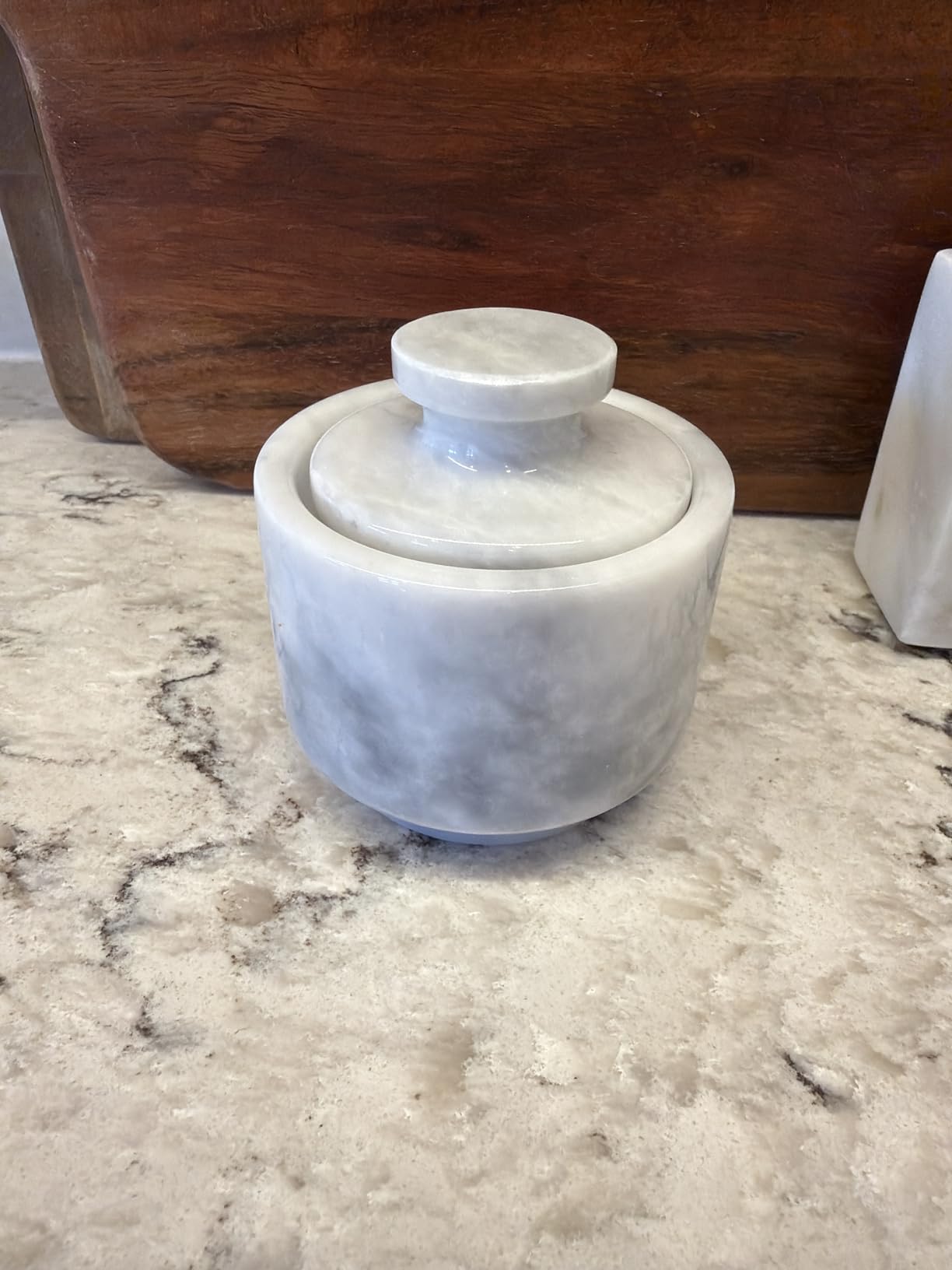 MARBLOUS KRAFTS Marble Salt Cellar with Lid 3