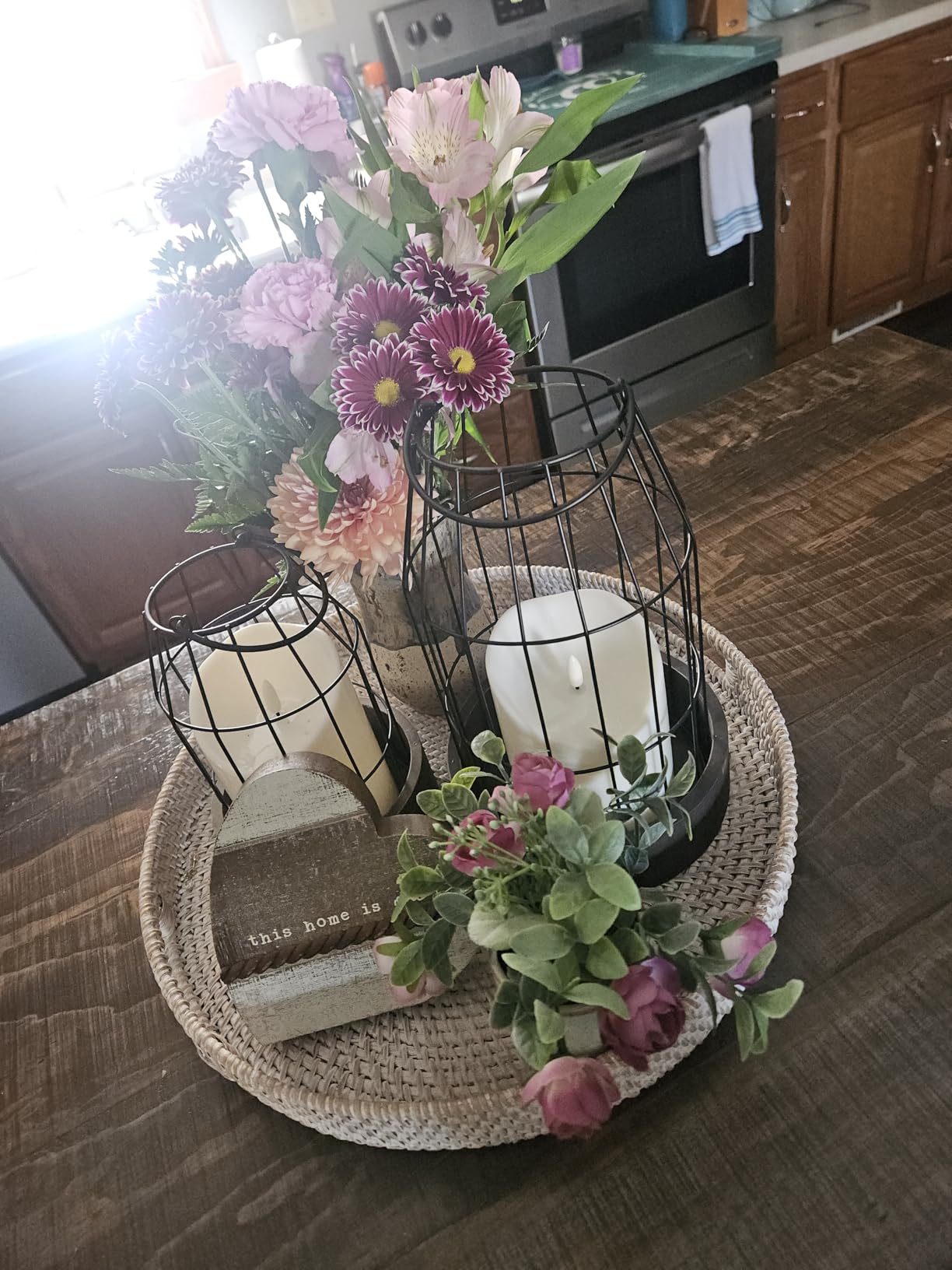 Rustic Farmhouse Lantern Decor Set of 2 - Stylish Decorative Lanterns customer photo 2