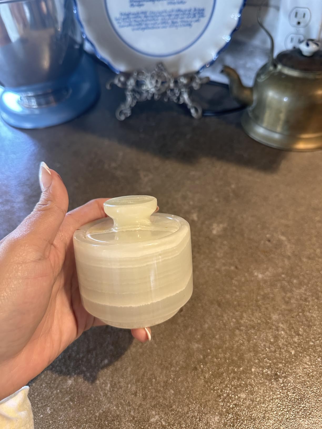 MARBLOUS KRAFTS Marble Salt Cellar with Lid 3