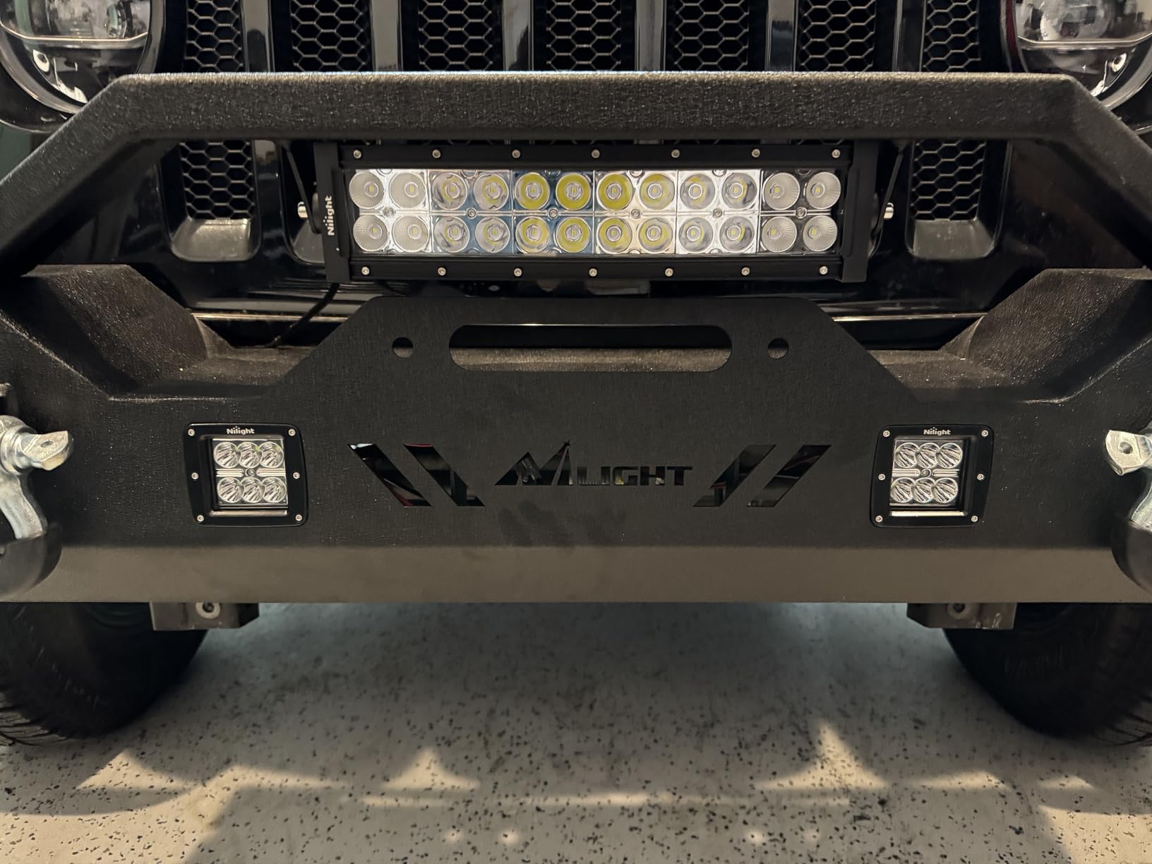 Nilight Front Winch Bumper for Jeep Wrangler JK/JKU JL/JLU, Gladiator JT | Full-width Front Bumper fits 2007-2025 customer photo 1