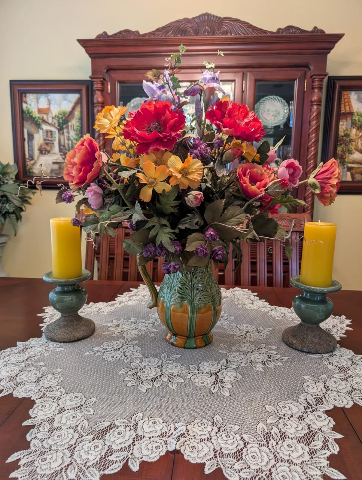 Creative Co-Op 2-Tone Sculptural Terracotta Pillar Candle Holder, Distressed Green customer photo 2