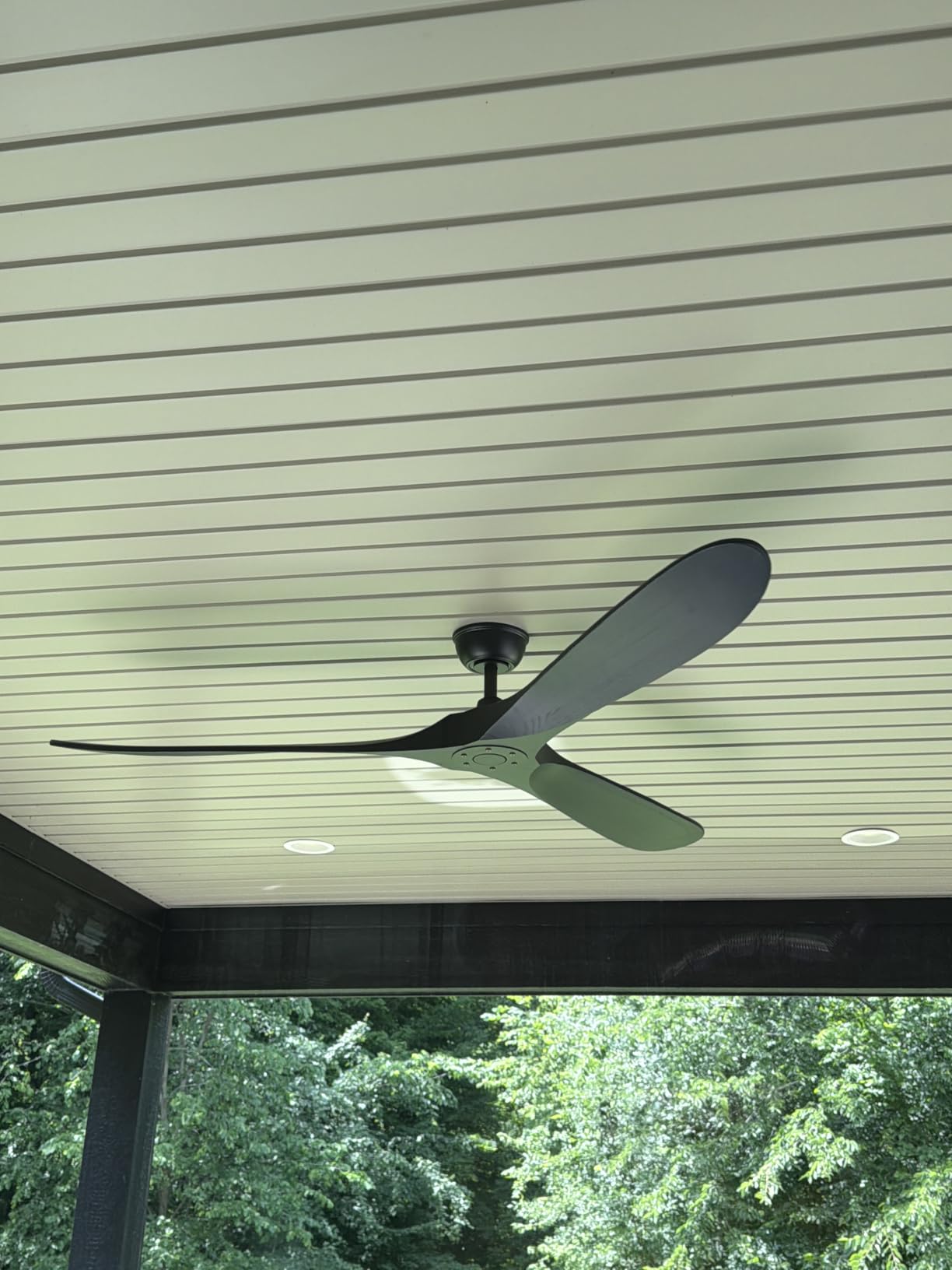 72 Inch Ceiling Fan No Light ,Wood Outdoor Ceiling Fans for Patios Living Room Garage Gazebo Mid Century Modern Exterior Extra Large Waterproof Ceiling Fan Without Light with Downrod (Walnut) customer photo 2