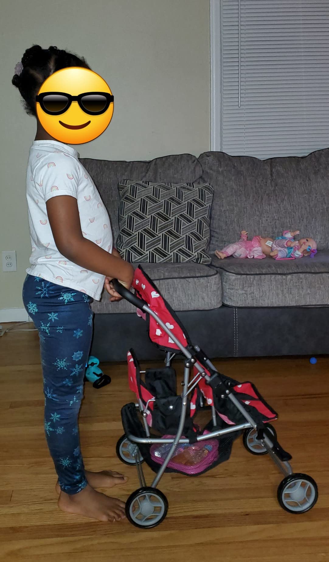 Double Baby Doll Stroller for Twin Dolls | Toy Doll Stroller for Kids Ages 3+, 4 Year Old, 5 Year Old, 8 Year Old | 25” Tandem Play Toy Stroller for Baby Dolls, Denim Baby Stroller for Dolls customer photo 2
