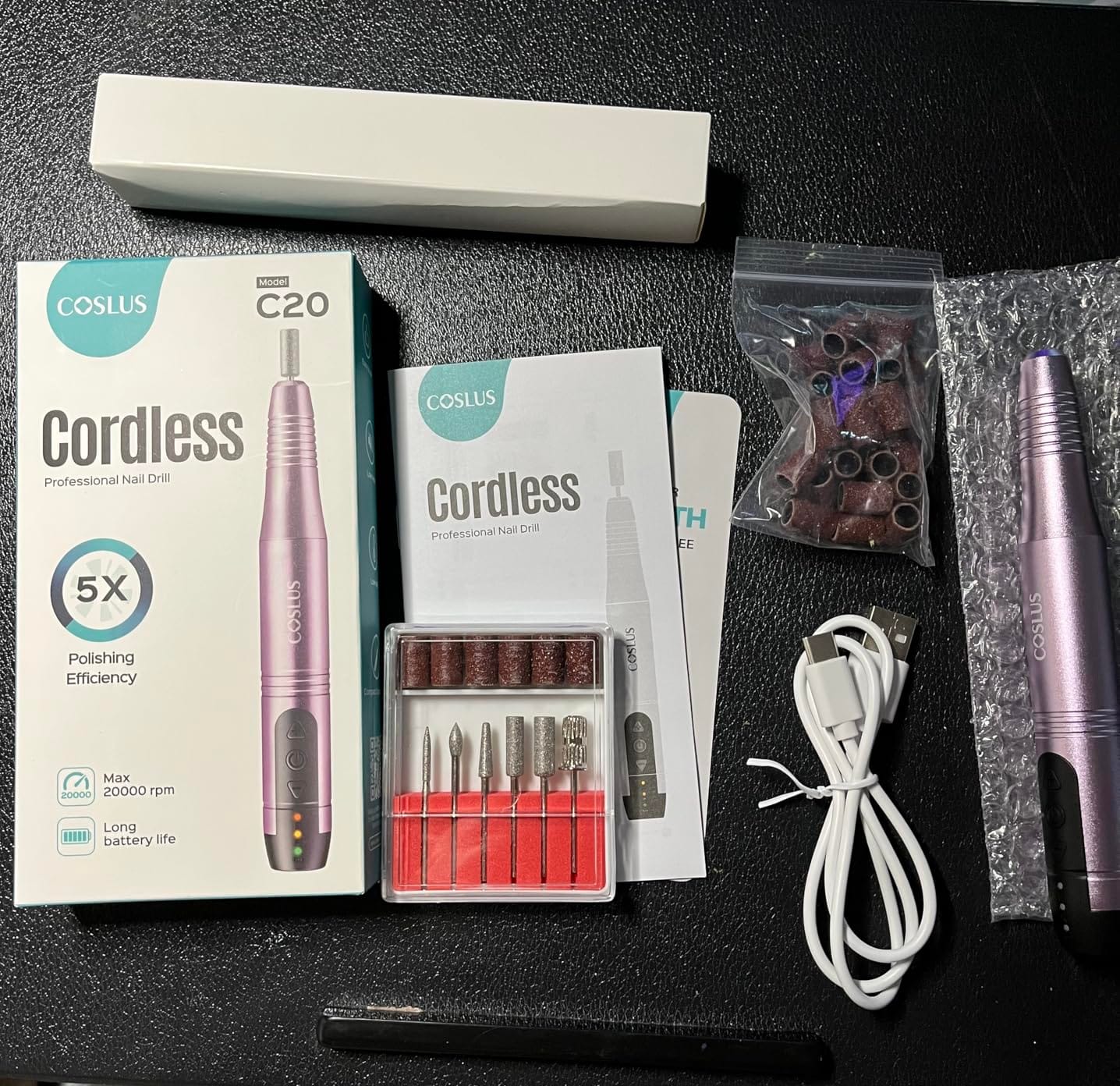 COSLUS C20 Cordless Nail Drill Electric File: Portable All-in-One Kit customer photo 2