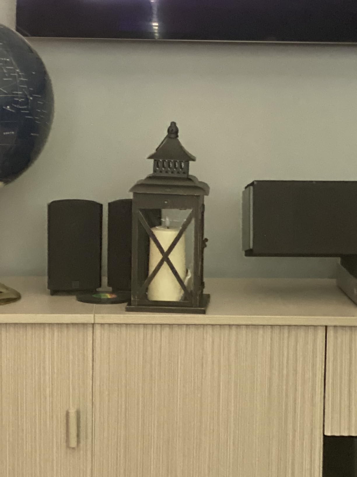 Lantern Decorative Indoor & Outdoor, Large Hanging Candle Lanterns Home Decor, Vintage Metal Candle Holders for Front Porch Patio Wedding Party, Halloween Christmas Decorations (Black) customer photo 1