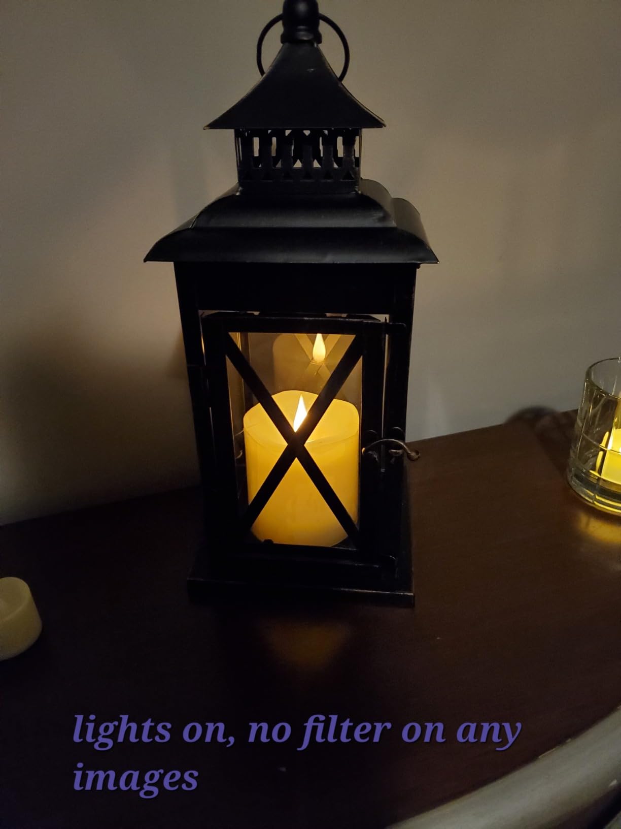Lantern Decorative Indoor & Outdoor, Large Hanging Candle Lanterns Home Decor, Vintage Metal Candle Holders for Front Porch Patio Wedding Party, Halloween Christmas Decorations (Black) customer photo 2