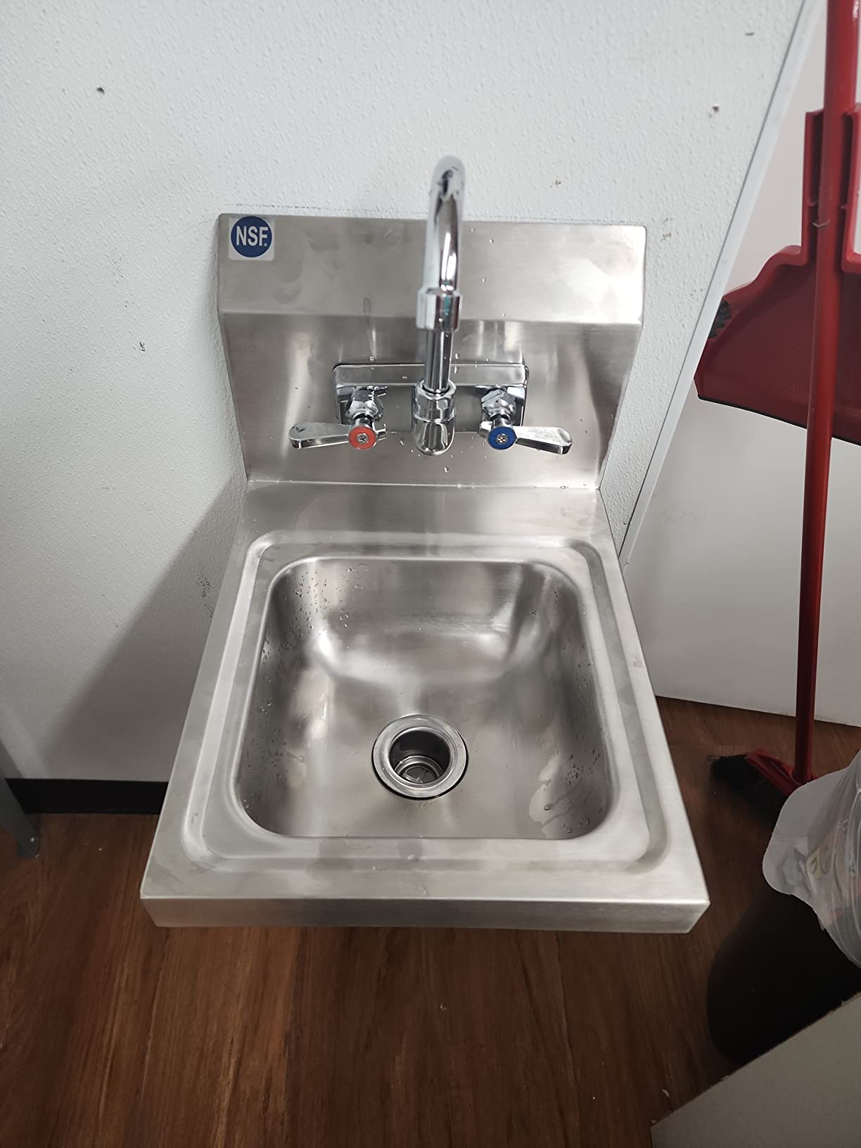 AmGood Wall Mount Hand Sink 12 in. x 16 in. | 304 Stainless Steel NSF Commercial Hand Wash Sink with Faucet Included | Bowl 9 in. x 9 in. x 4-1/2 in. Deep customer photo 1
