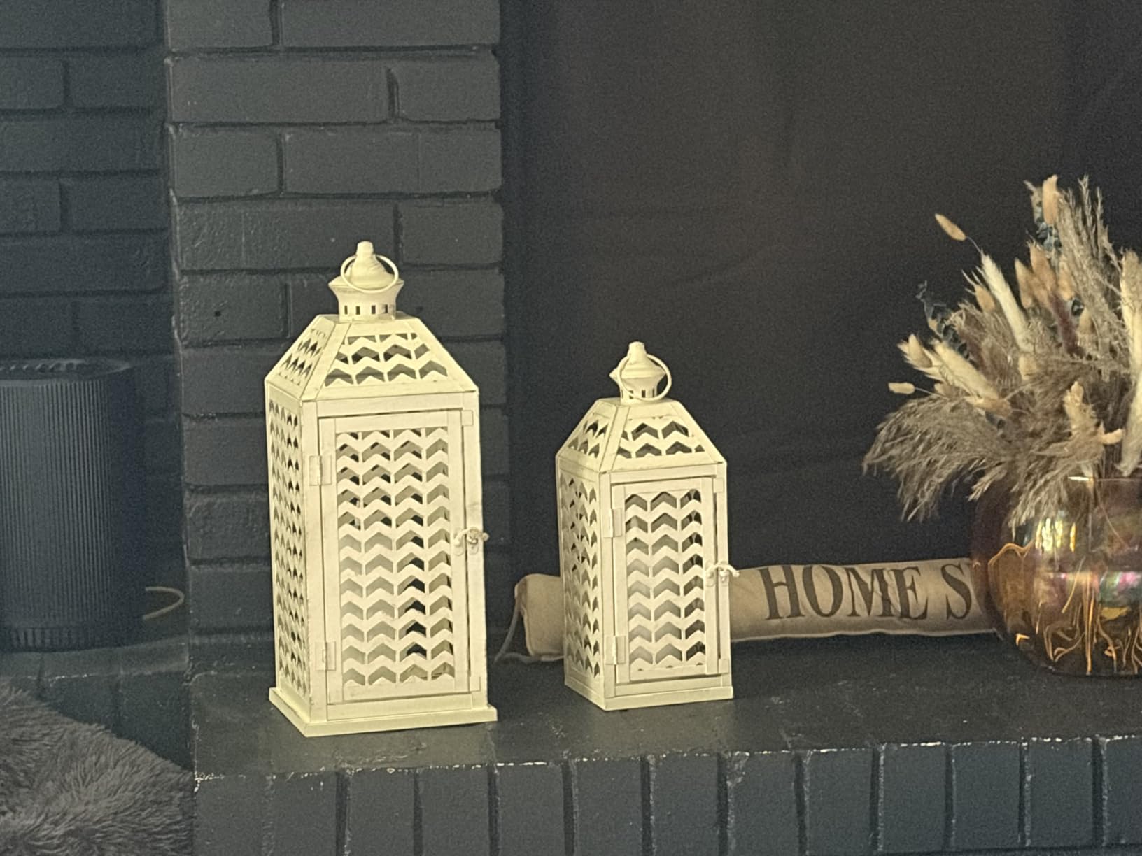 LED Lantern Decorative Outdoor&Indoor, Set of 2 (17’’&13’’) Black Metal Lanterns Decor, Vintage Hanging Candle Holder for Home Porch Wedding Halloween Christmas Decorations Battery Powered customer photo 2