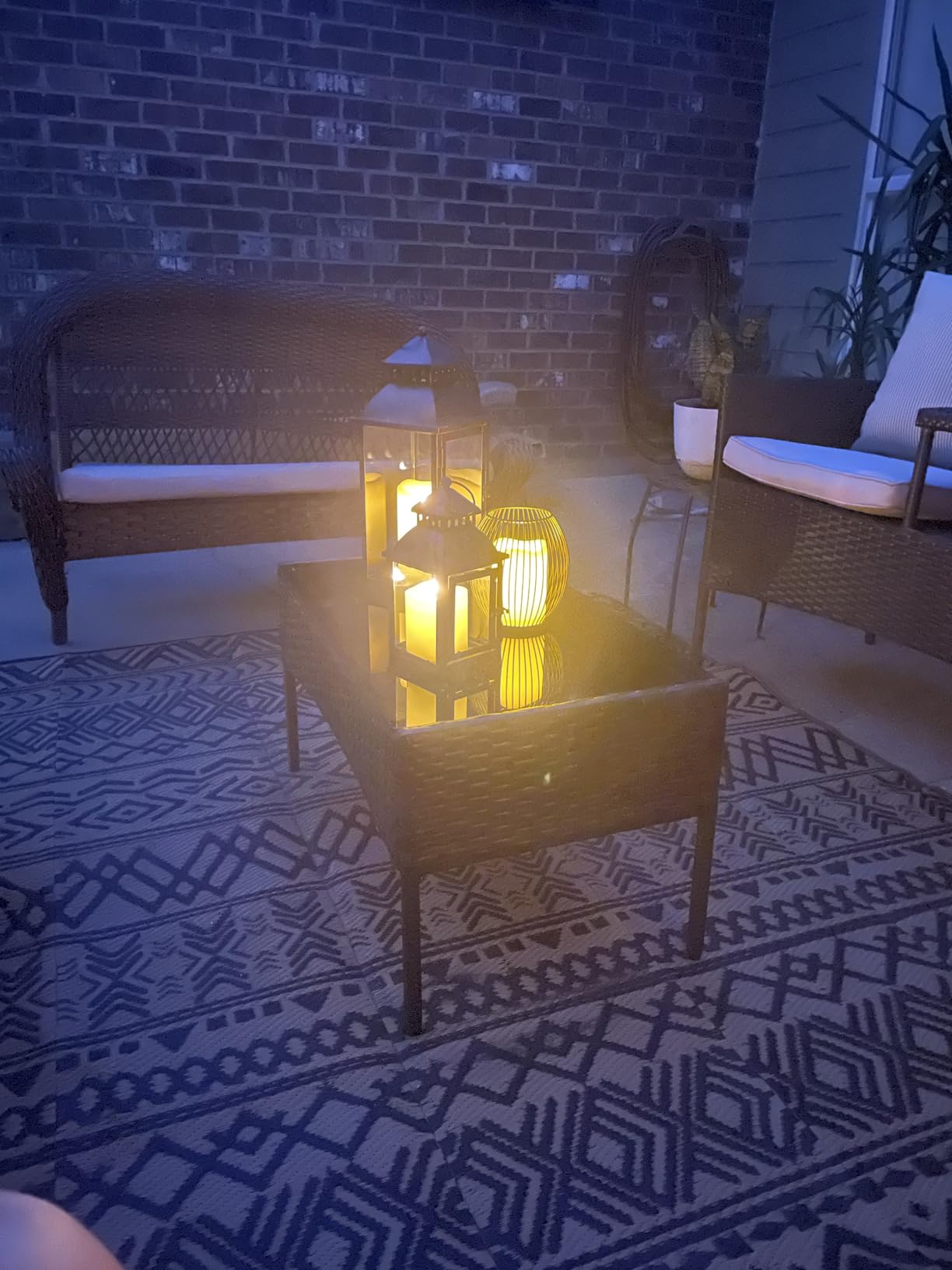 NEEDOMO Lanterns Decorative Outdoor&Indoor, Set of 2 Large Bronze Metal Lantern Decor with Glass, Candle Holder for Porch, Patio, Garden, Balcony, Wedding, Table Centerpiece Decorations customer photo 2