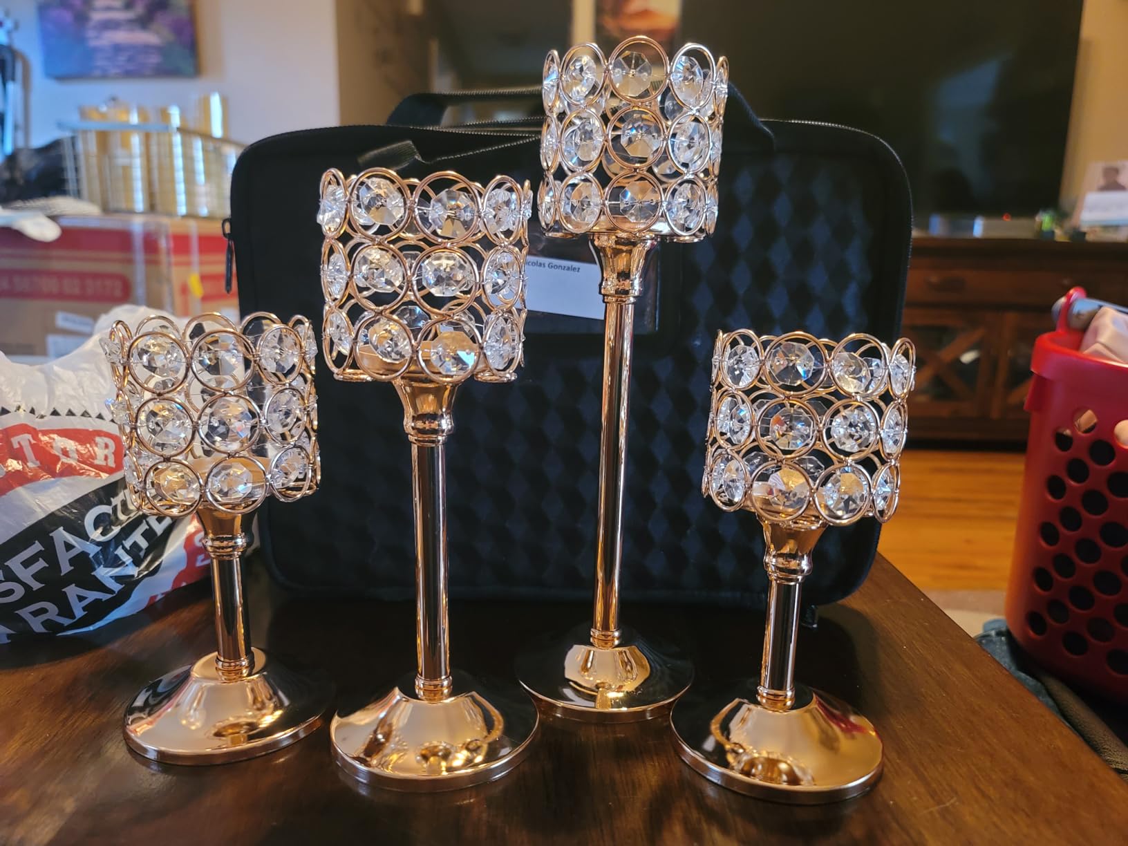 Mumufy 12 Pieces Crystal Candle Holders Set 3 Sizes Tall Crystal Wedding Candlestick Holders Pillar Candelabra Stand for Table Centerpieces for Christmas Party Wedding Dining Decoration (Silver) customer photo 2