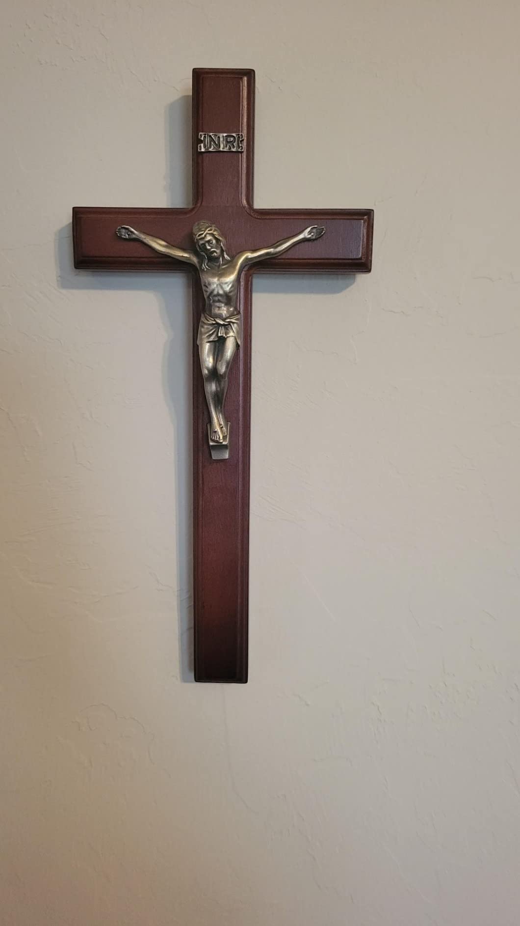 ARCHOBAN Crucifix Wall Cross Catholic, 12 Inch Wooden Cross with Jesus Christ for Home Decor - Brown + Antique Brass customer photo 1