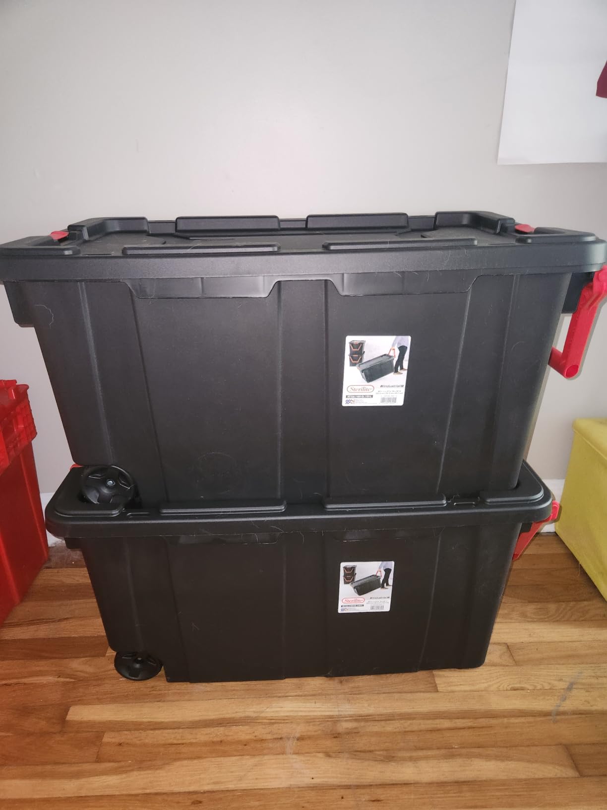 Storage Bins 40 Gallon Heavy-Duty Plastic Storage Bins, 2 Pack Container Totes with Durable Lid and Secure Latching Buckles, Stackable, Tough Storage Containers for Garage and Metal Rack Organizing customer photo 2