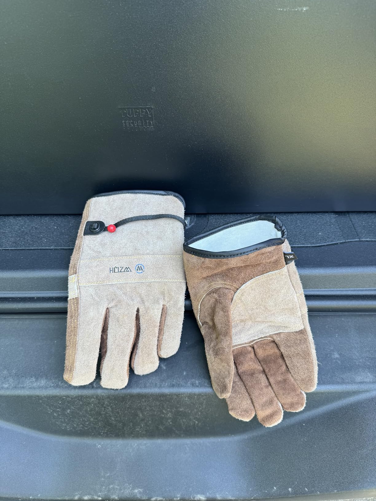 WZQH Leather Work Gloves for Men or Women.Gardening,Welding,Coffee-grey M customer photo 1