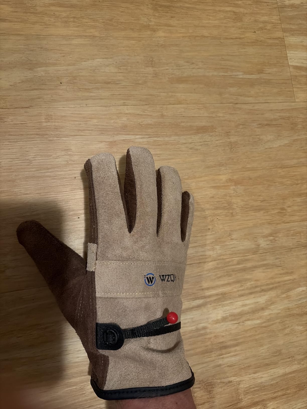 WZQH Leather Work Gloves for Men or Women.Gardening,Welding,Coffee-grey M customer photo 2