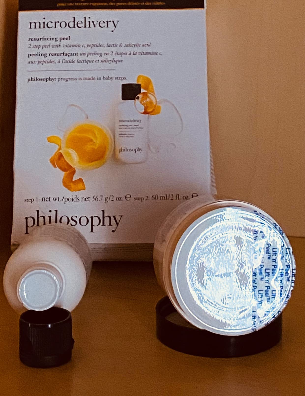 philosophy microdelivery vitamin c resurfacing peel kit - with lactic acid & sunflower seed oil - two-step treatment to smooth rough texture, even skin tone and minimize the appearance of fine lines customer photo 1