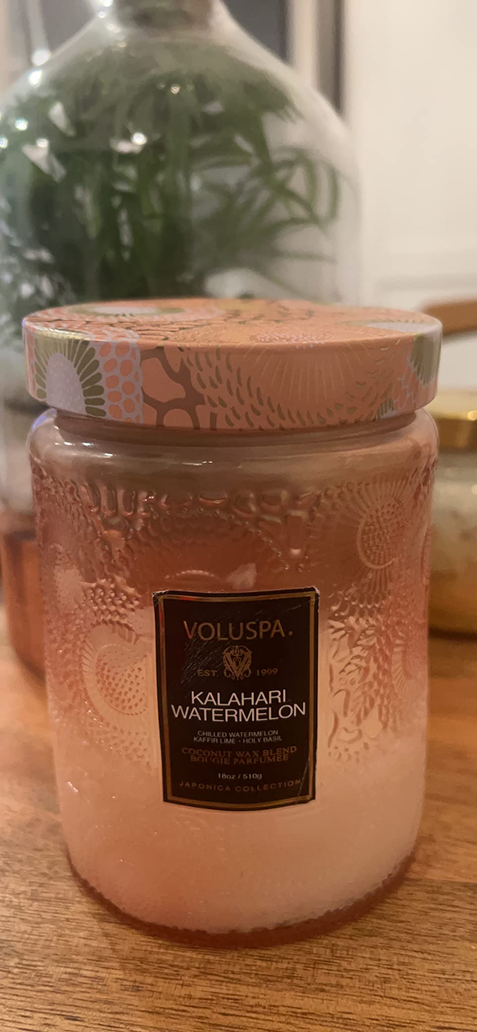 Voluspa Kalahari Watermelon, Large Candle Jar, 18 oz, 100 Hour Burn Time, Coconut Wax for Clean Burning, Handcrafted in the USA customer photo 1