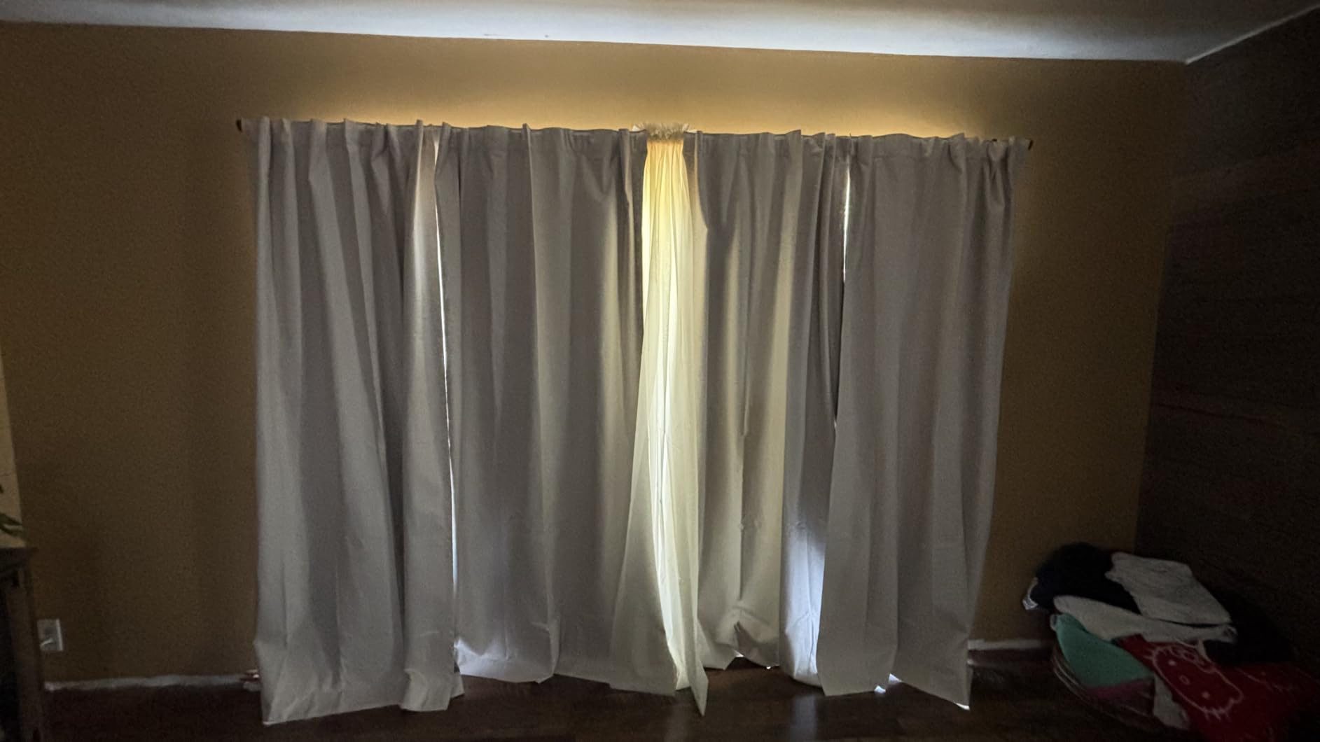 Linen Total Blackout Curtains for Bedroom Living Room 84 Inch, Cream customer photo 2