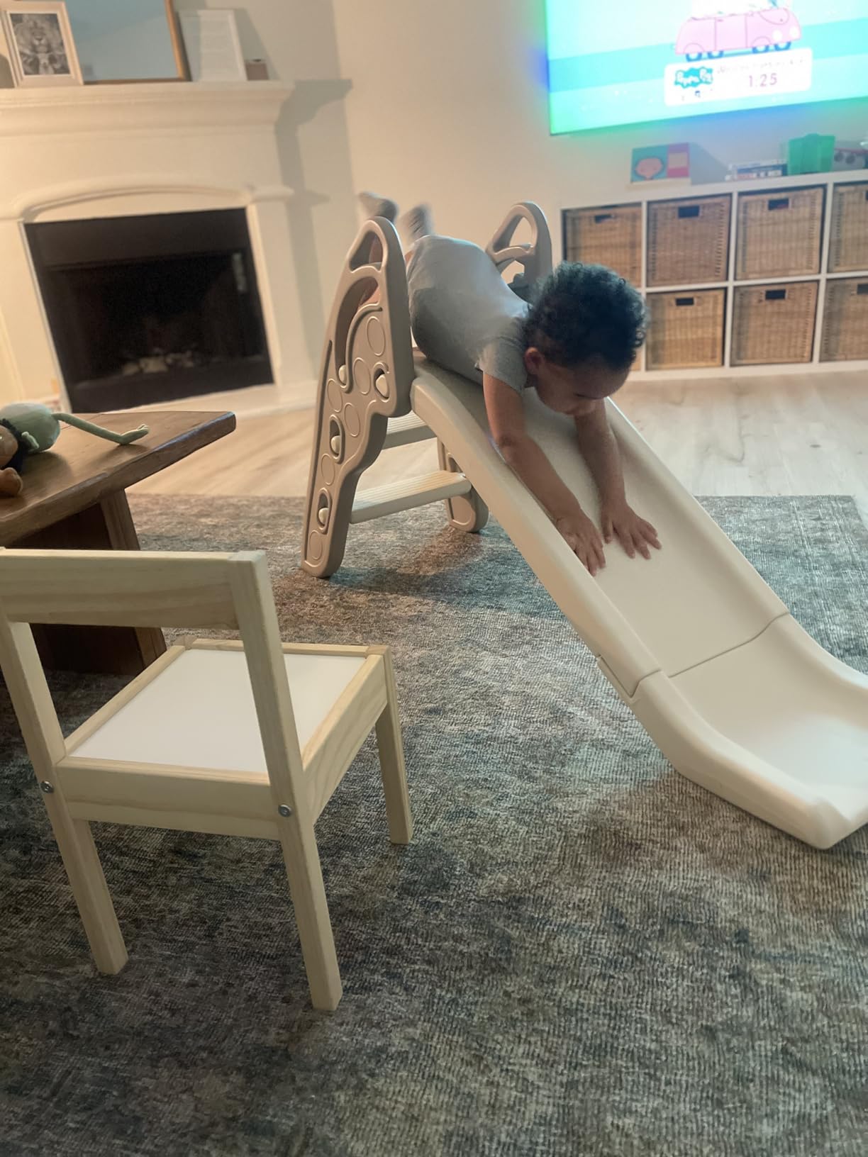 Toddler Slide Large Play Climber Slide PlaySet with Extra Long Slipping Slope Indoor Slide Kids Slide Toddler Playground Toddler Slide Outdoor Toys for Toddlers (Grey) customer photo 2