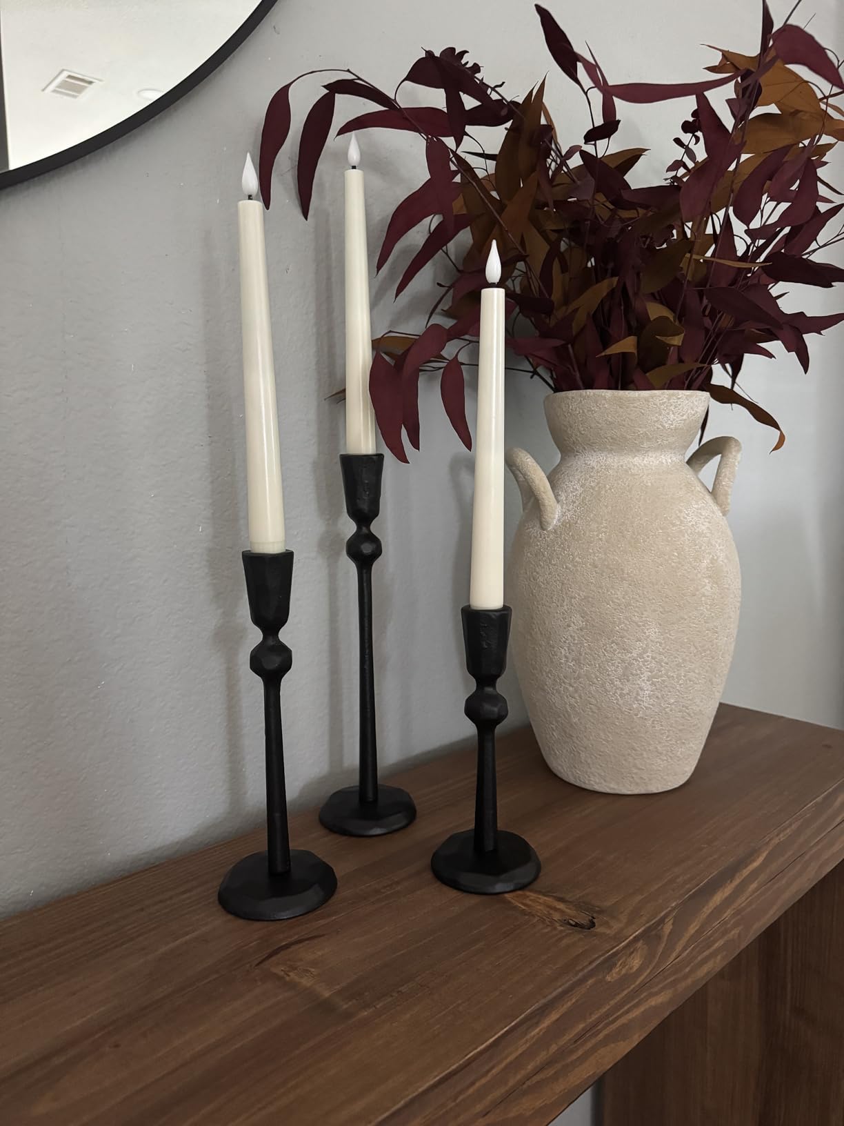 Antique Brass Iron Taper Candle Holder - Set of 3 Decorative Candle Stand customer photo 1