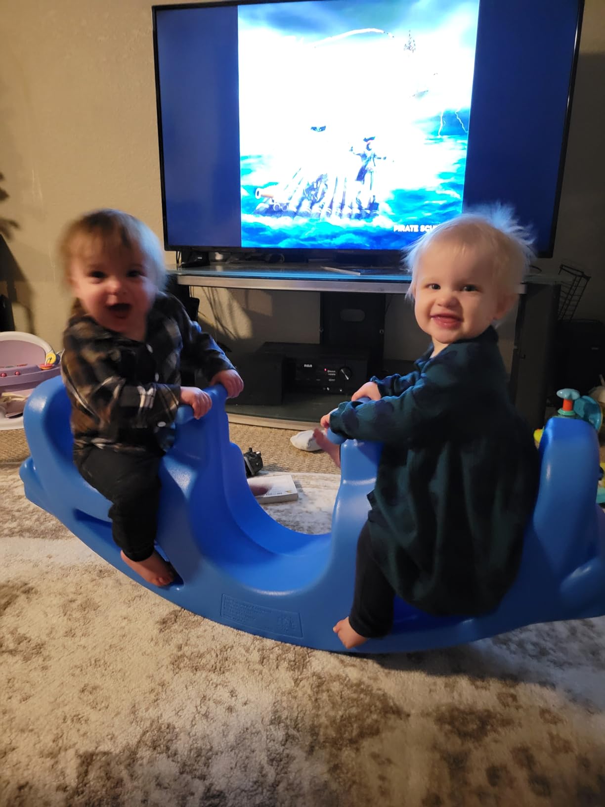 Simplay3 Up and Down Teeter Totter Seesaw - Rocking Fun for Two Toddlers or Kids Ages 18 Months to 5 Yrs- Sapphire, Made in USA customer photo 2