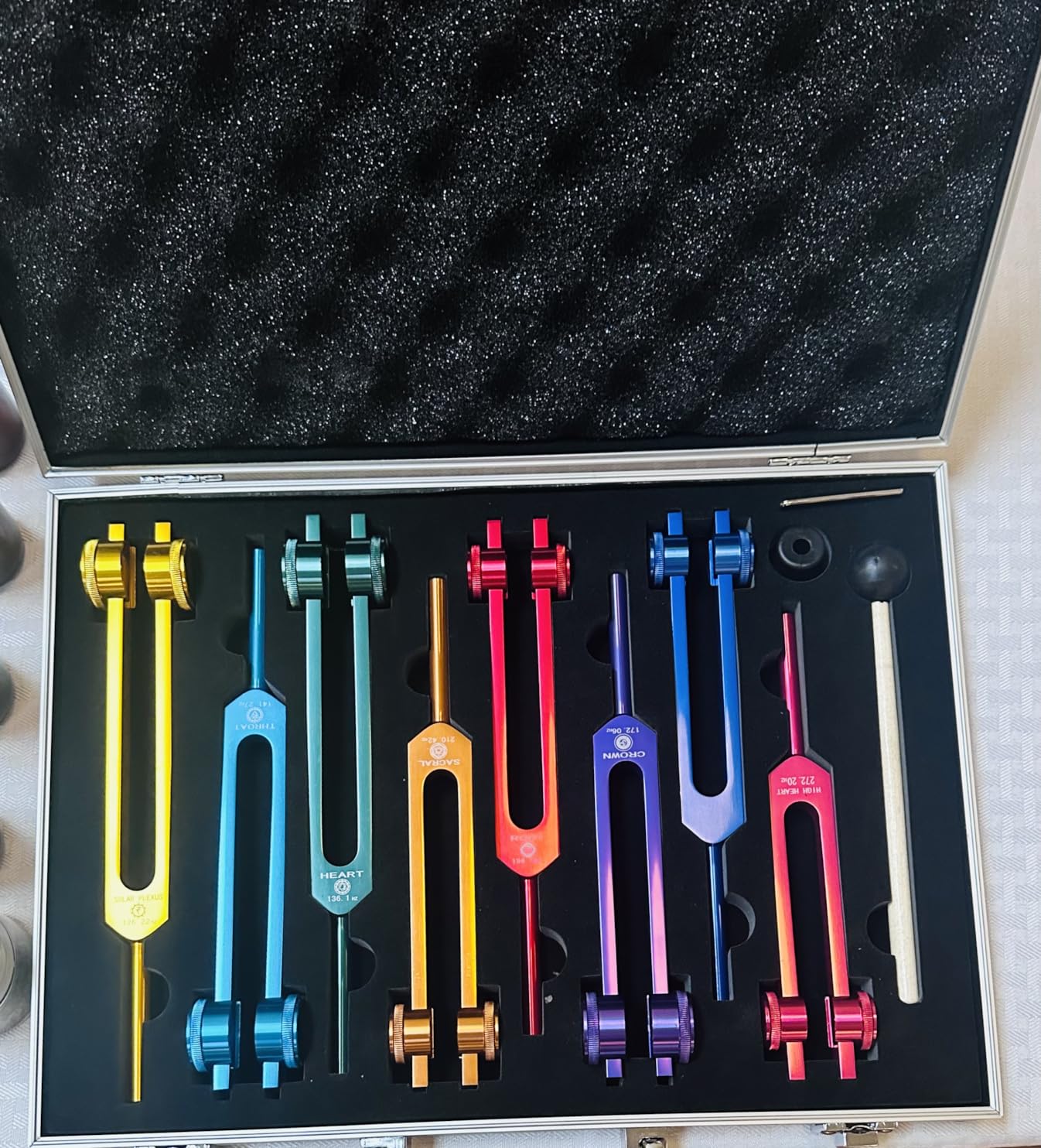 Chakra Tuning Forks Set for Sound Healing and Meditation, Weighted Tuning Forks Kit with Activator, Reiki Energy Tools Set for Vibration Sound Frequency Therapy, Meditation, Yoga, Chakra Balancing customer photo 1