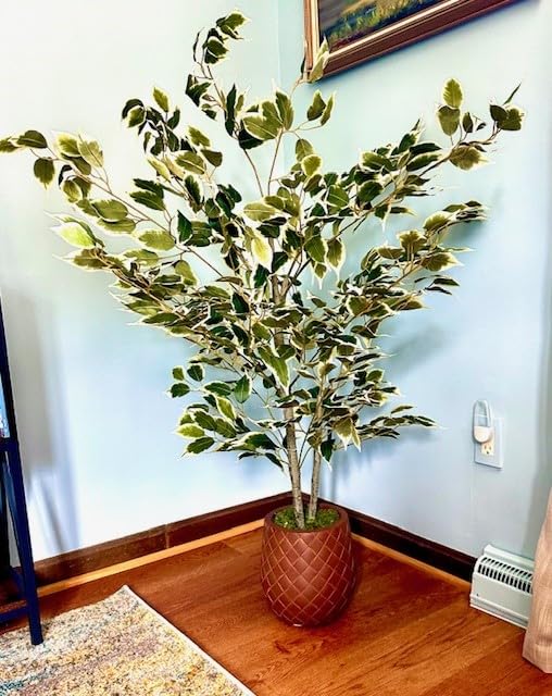 Yepdin Artificial Ficus Tree - 4 FT Tall Silk Fake Tree with Pot - Lifelike Foliage & Branches for Indoor/Outdoor Decor customer photo 2