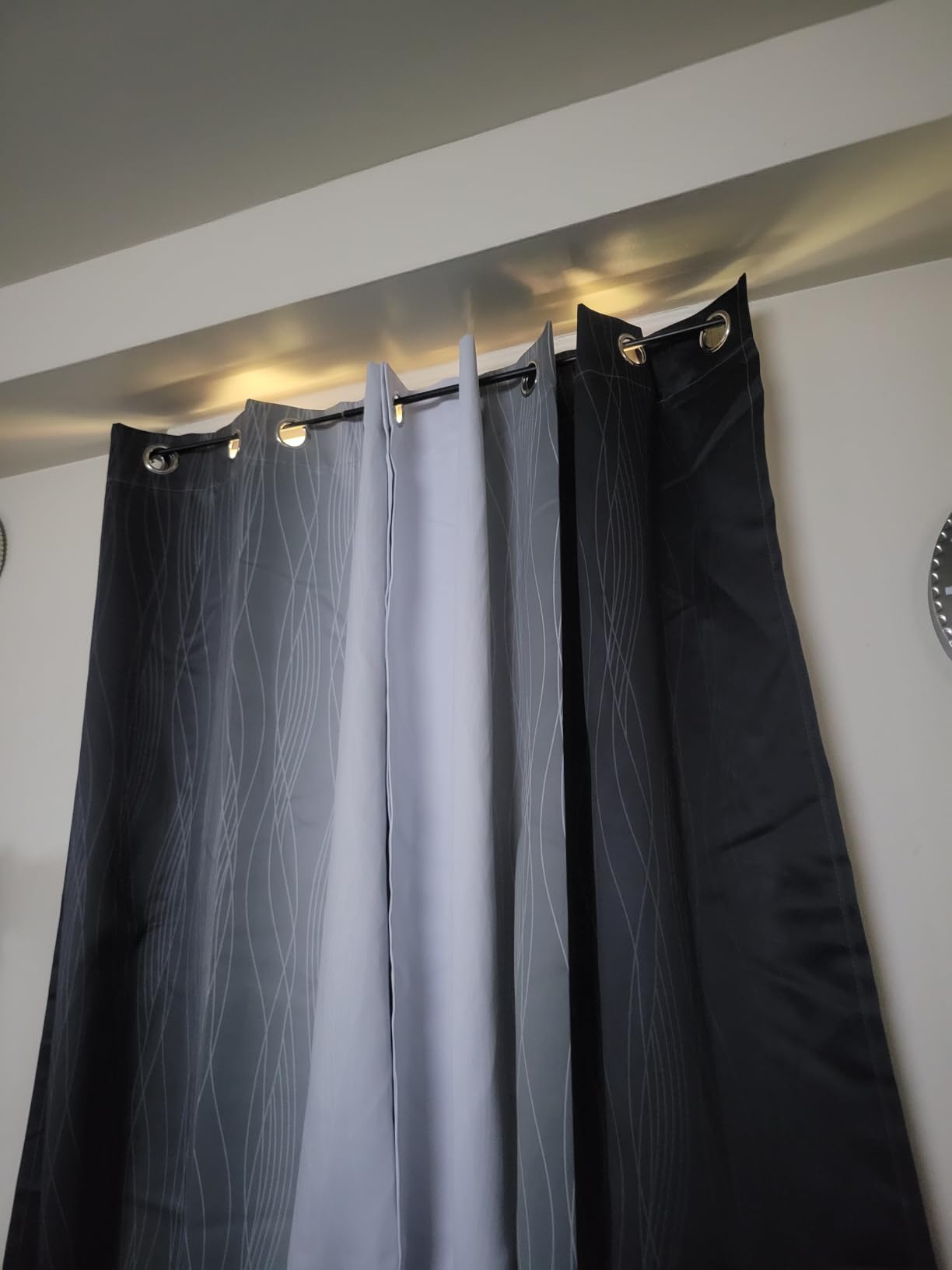 Navy Blue and Greyish White Blackout Curtains for Living Room 84 Inch Long customer photo 1