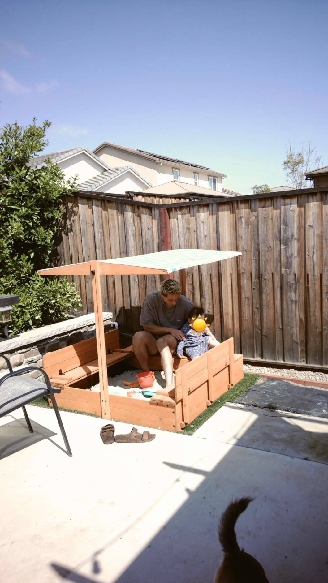 Kids' Outdoor Wooden Sandbox with Id,Sand Box with Toy Storage Box,Kids Play Equipment Sand Protection Bottom Liner Included 47X47in. customer photo 2