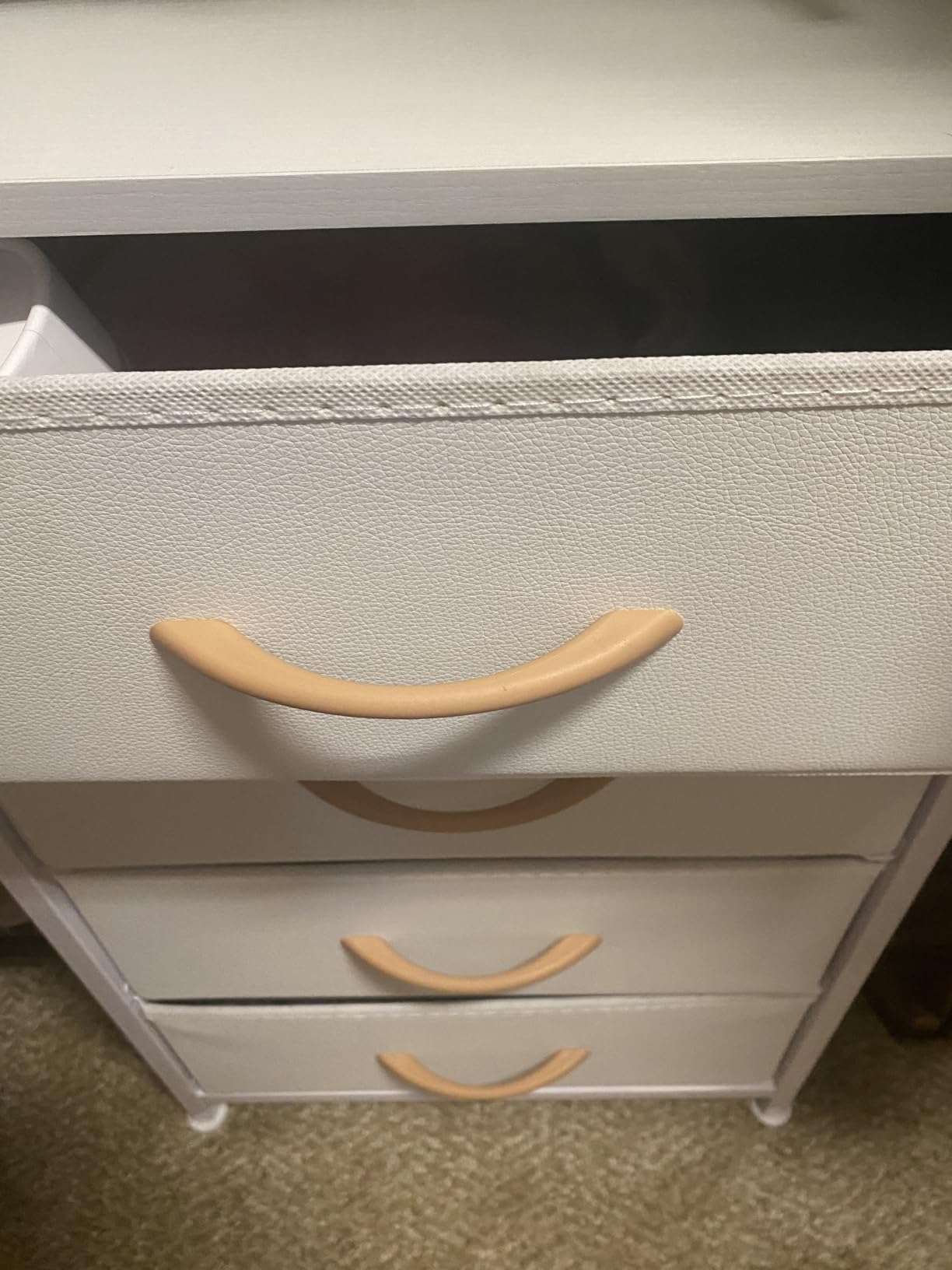 Furnulem White Tall Dresser for Bedroom, 5 Fabric Bins Tall Nightstand customer photo 2