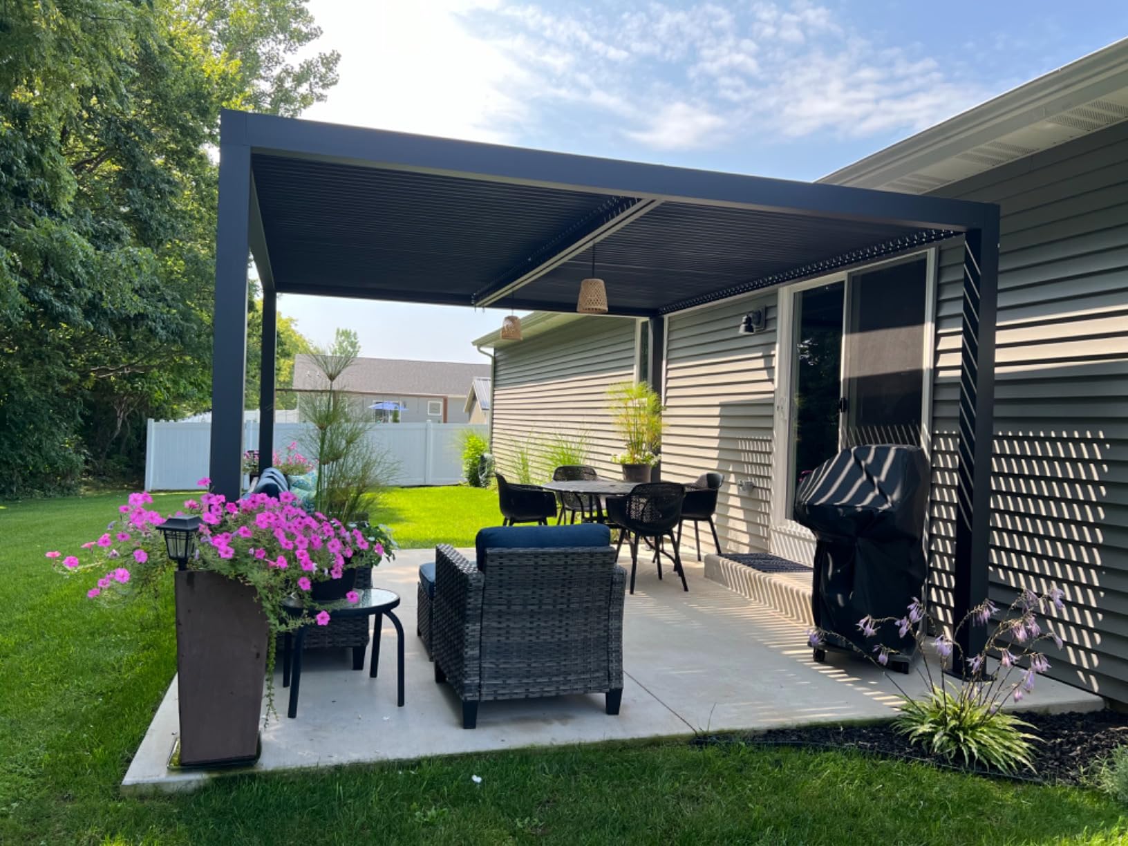 PURPLE LEAF Louvered Pergola 12' x 14' 94AS All-Aluminum Rustproof Gray customer photo 2