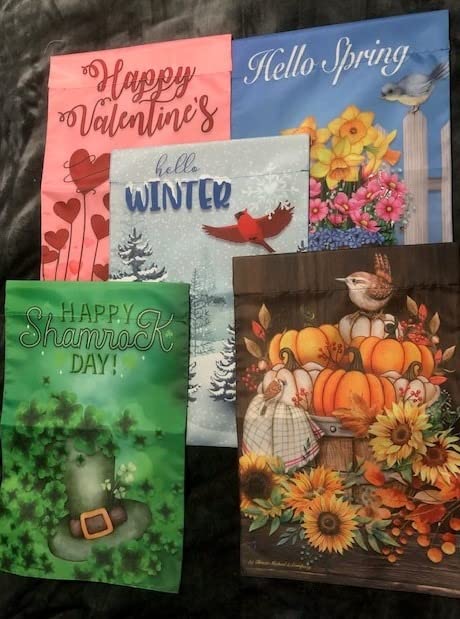 Garden Flags Set of 10, 12x18 Inch Double Sided Yard Flags for Outdoor | Small Fall Halloween Decorative Outside Holiday, Lawn Christmas Winter Decorations with Wind Clip and Stopper. customer photo 2